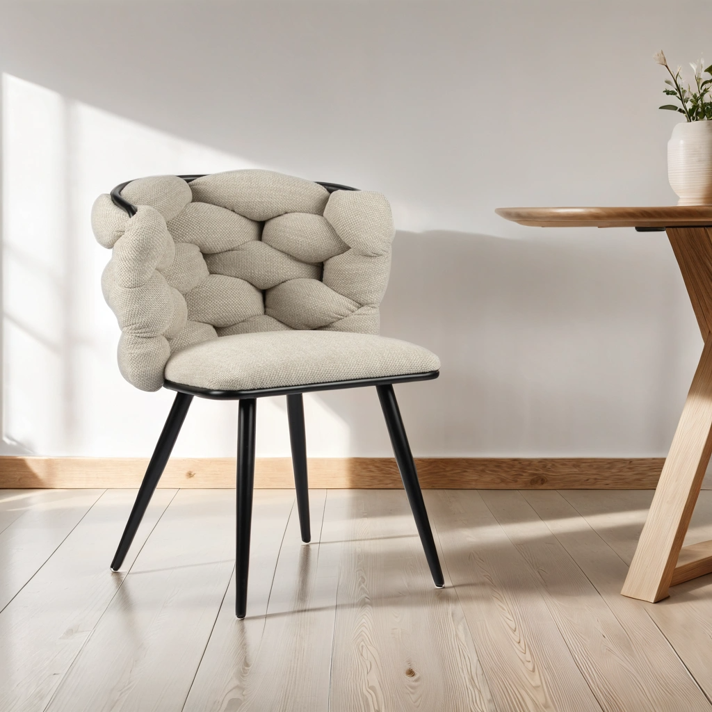 eetkamerstoel veloria beige linnen serenova interiors
