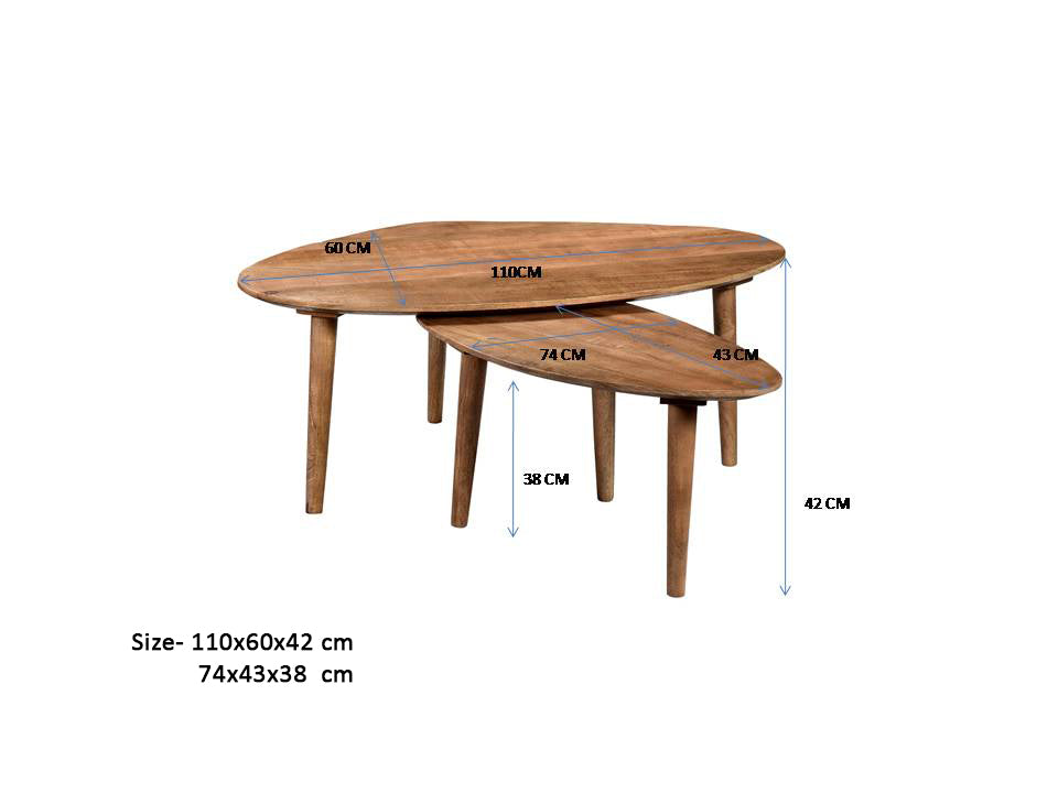 Salontafel Xavier - Lichtbruin - Mangohout - Set of 2