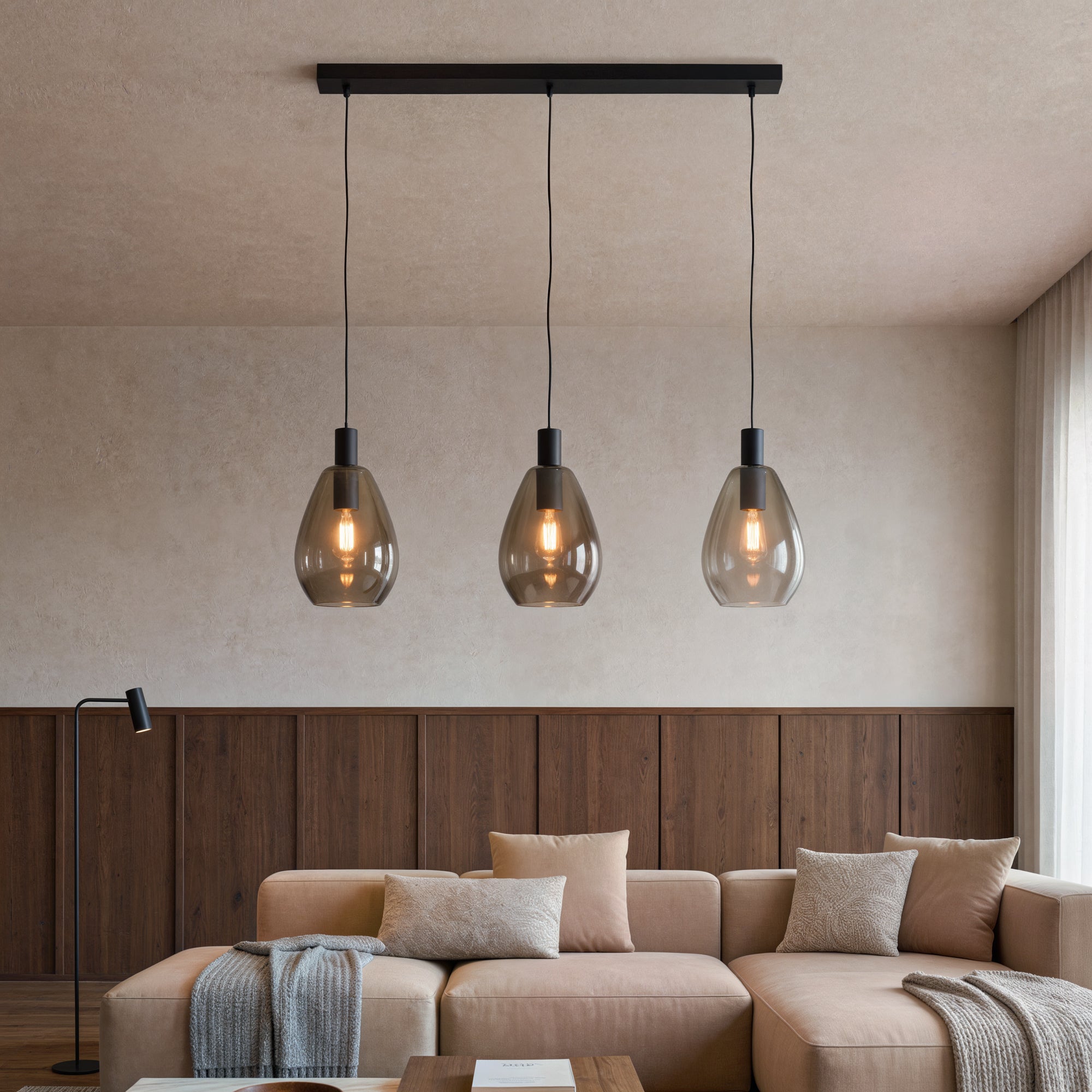 Hanglamp Rhode - 3-lichts - Smoke - Glas
