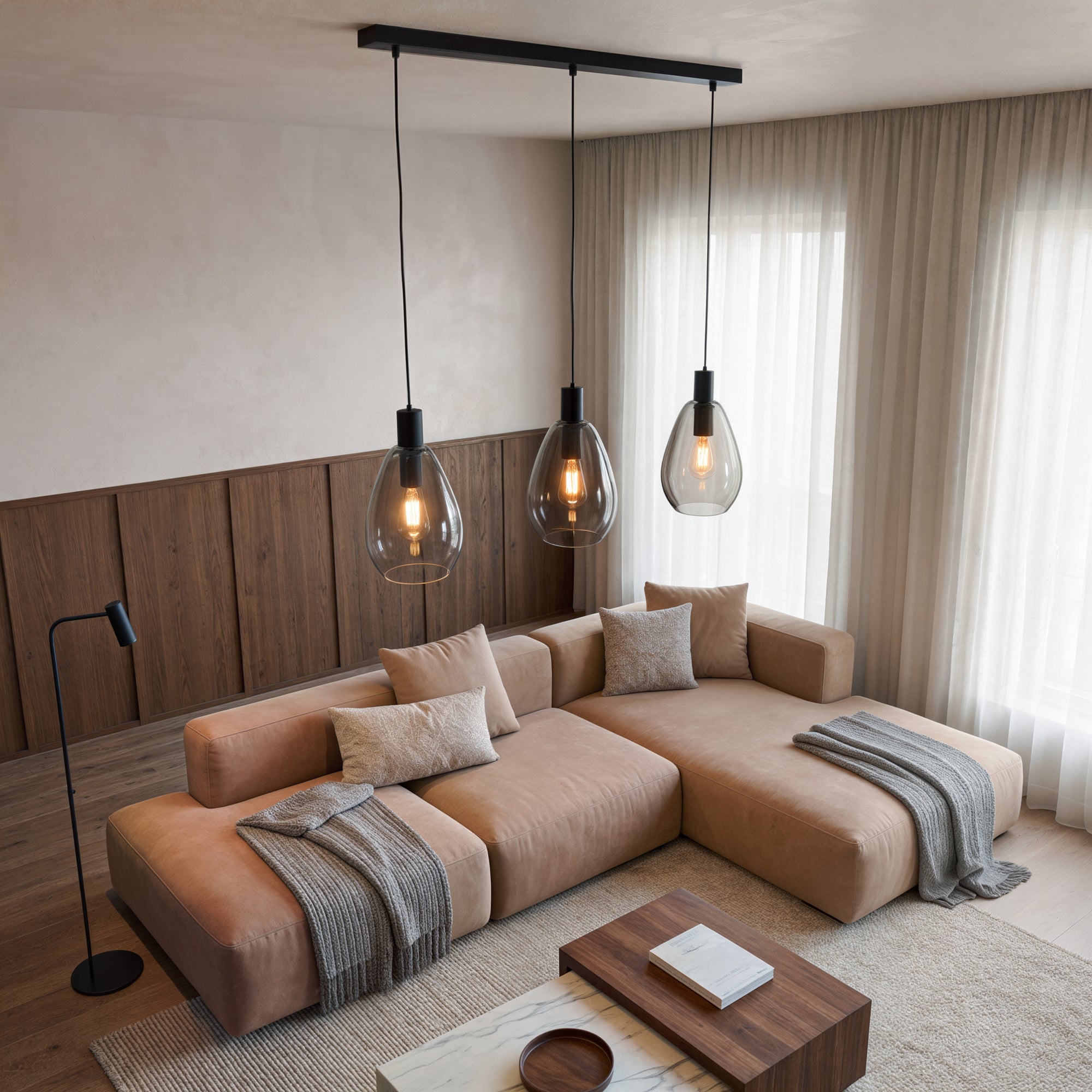 Hanglamp Rhode - 3-lichts - Smoke - Glas
