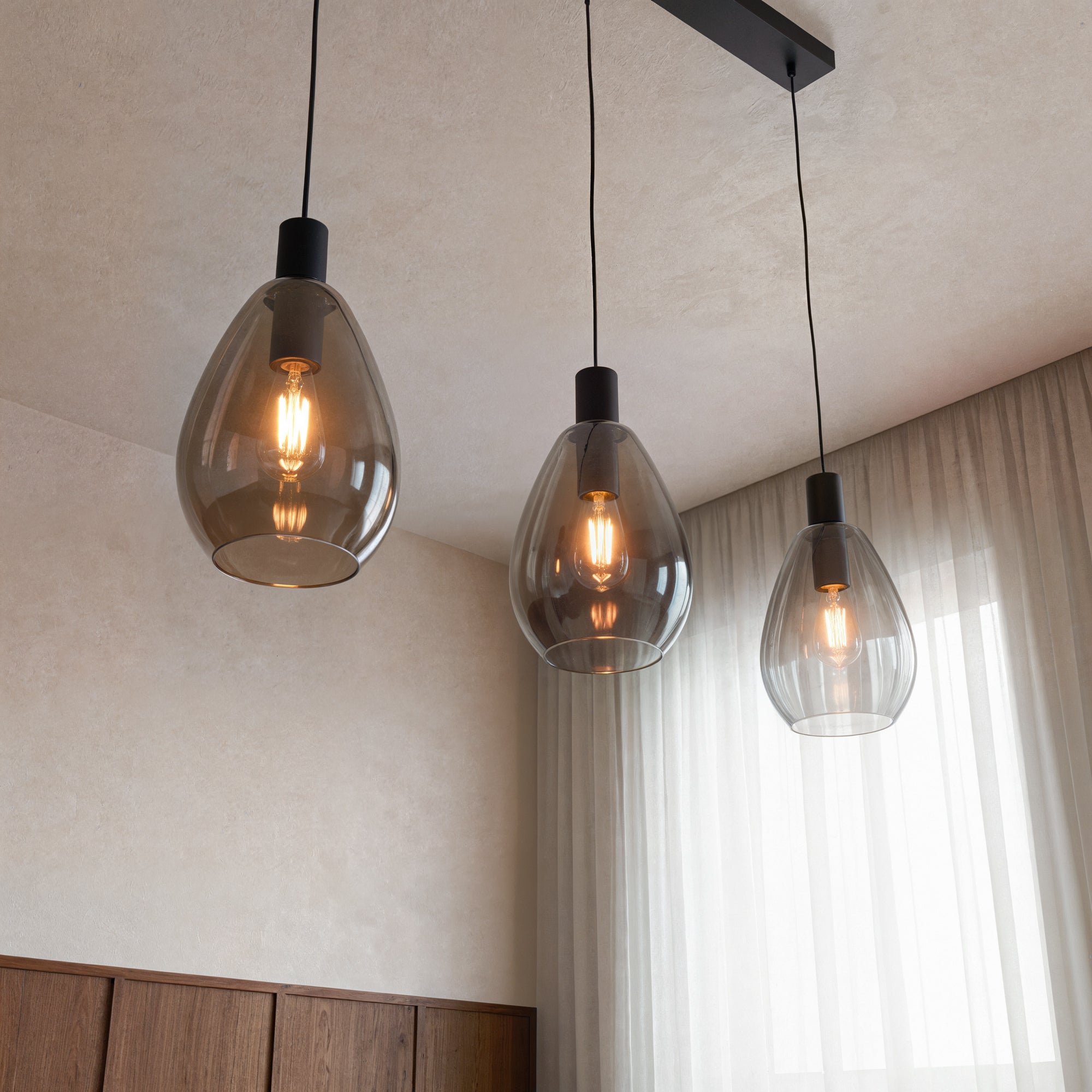 Hanglamp Rhode - 3-lichts - Smoke - Glas