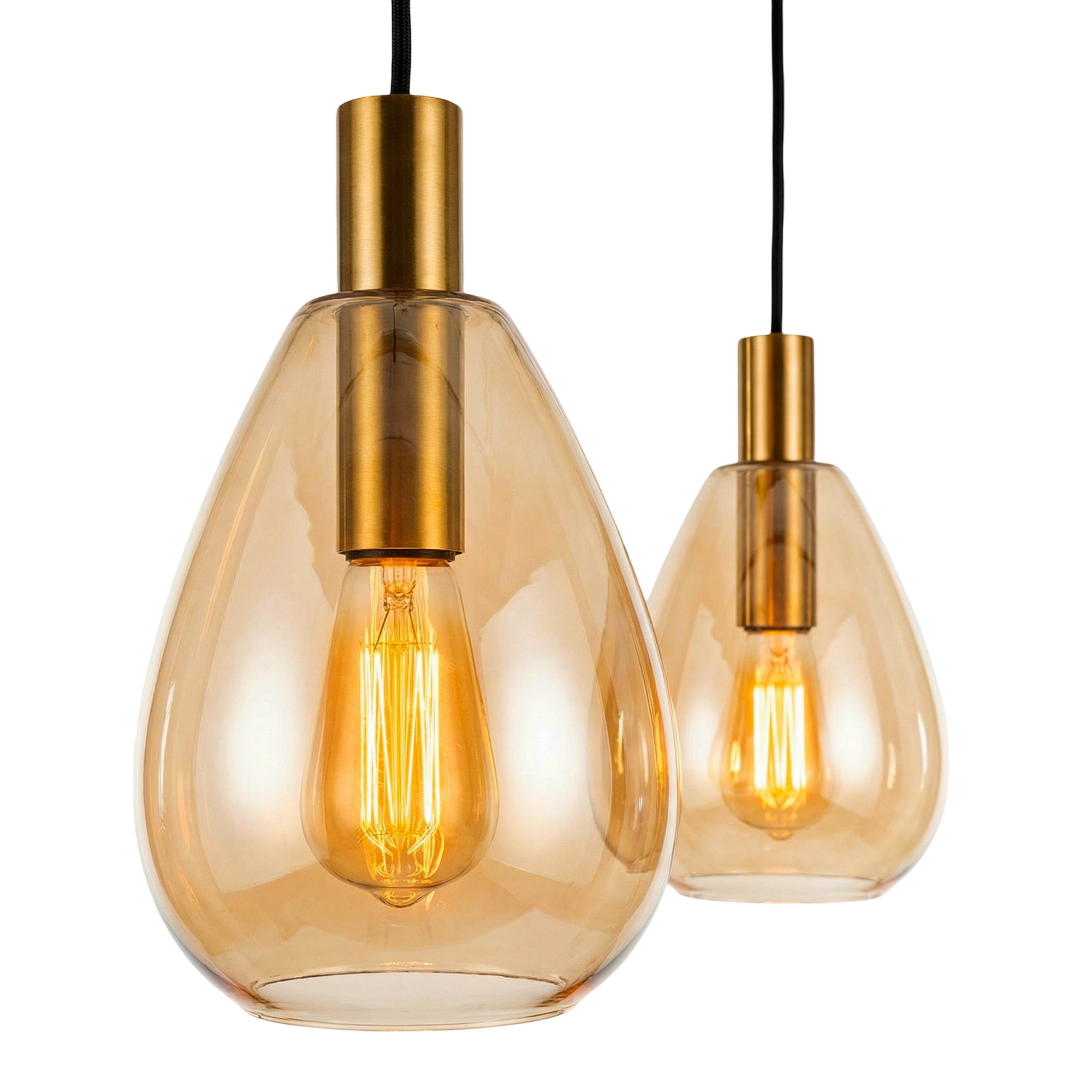 Hanglamp Rhode - 3-lichts - Amberkleurig - Glas