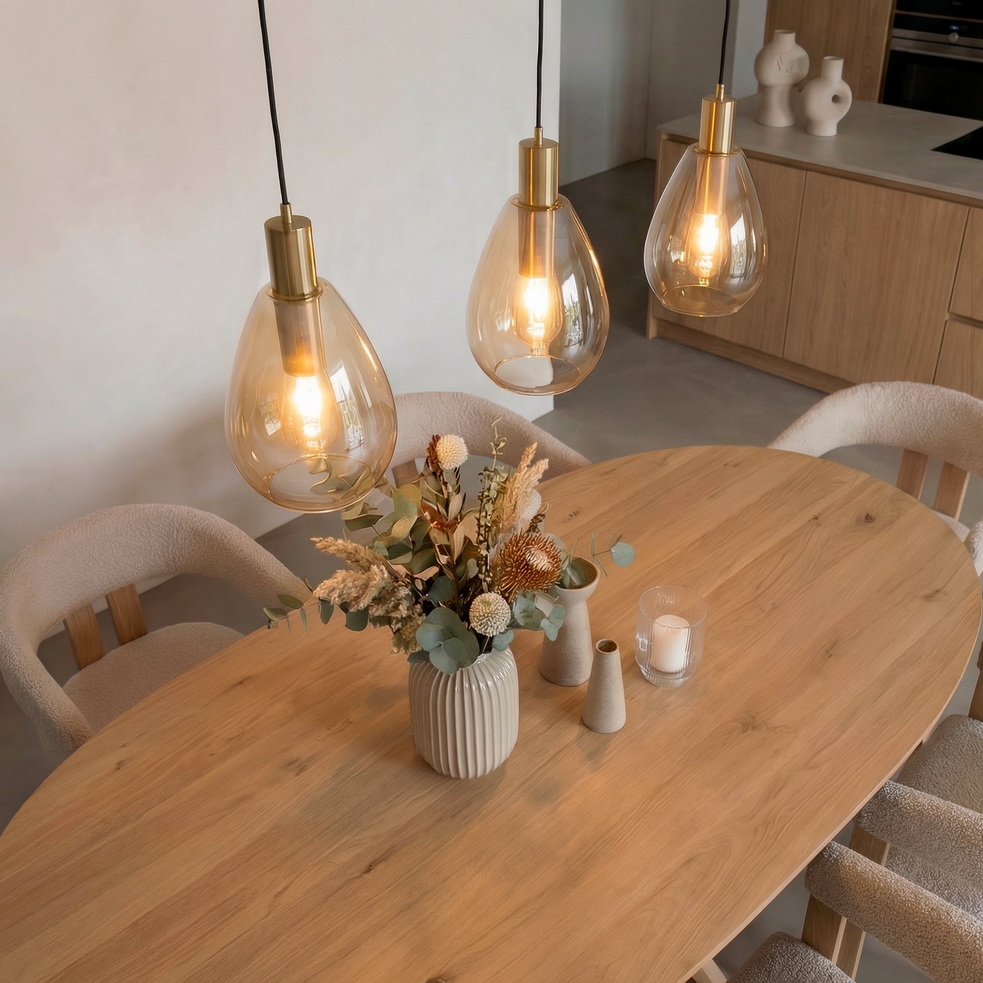 Hanglamp Rhode - 3-lichts - Amberkleurig - Glas