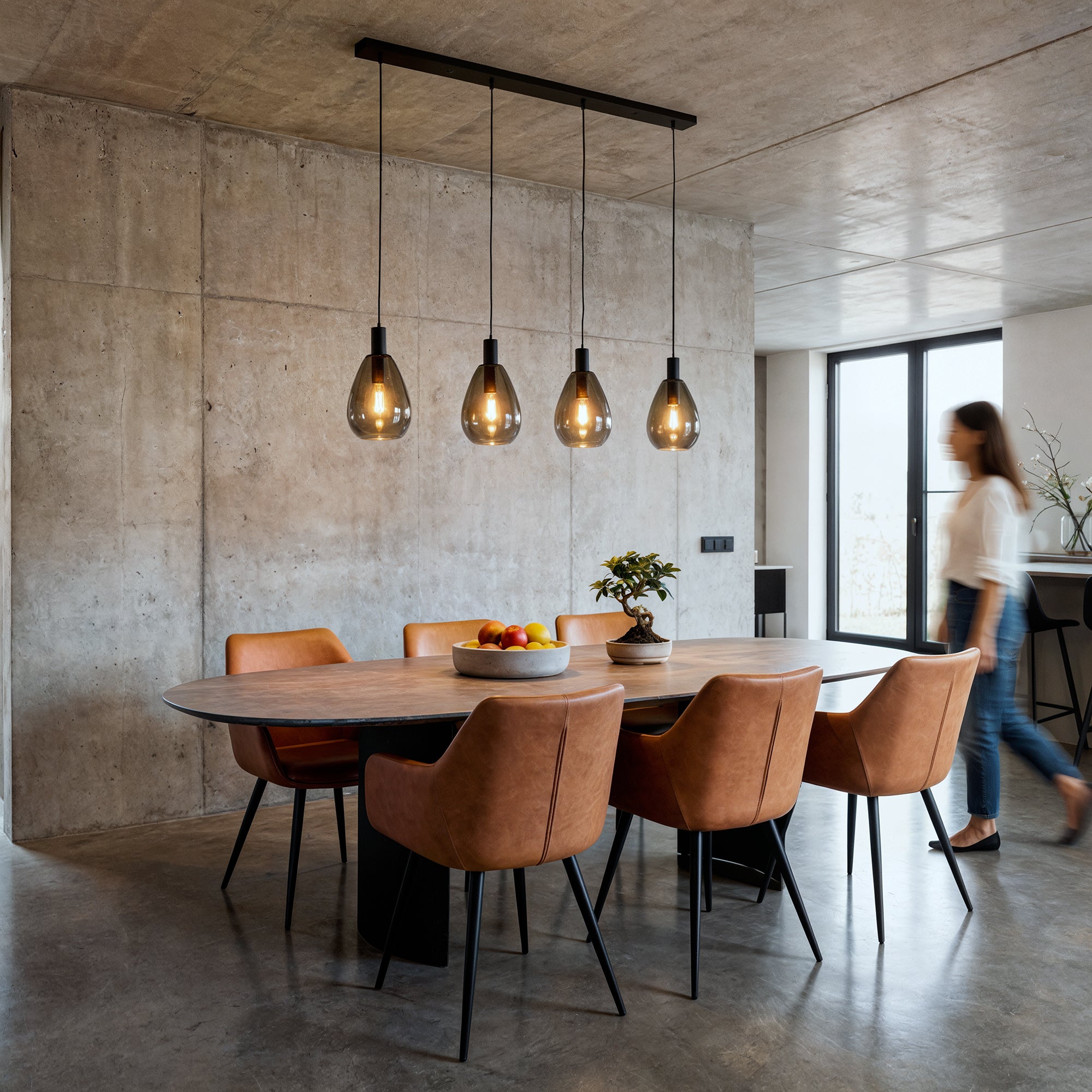 Hanglamp Alba - 4-lichts - Smoke - Glas
