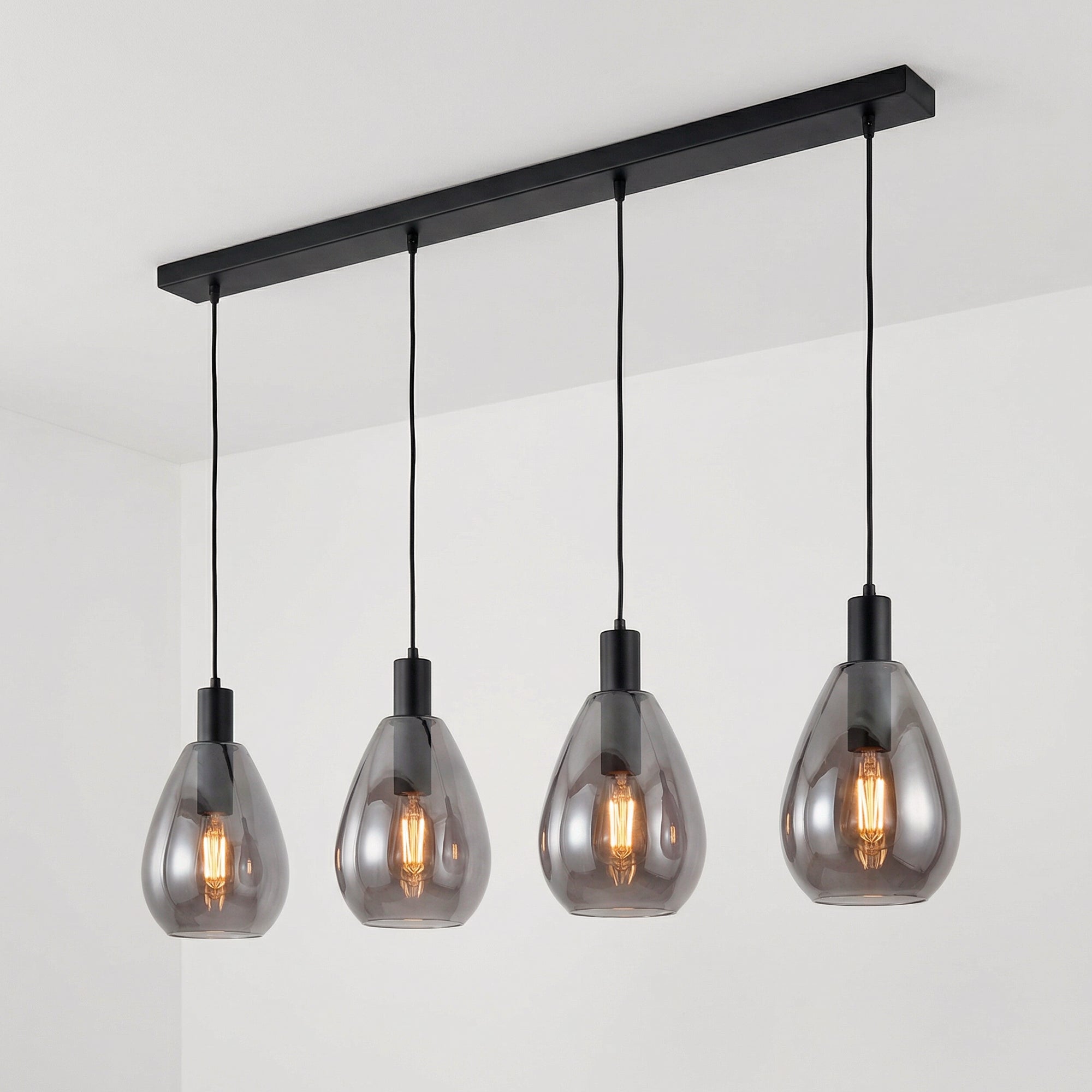 Hanglamp Alba - 4-lichts - Smoke - Glas