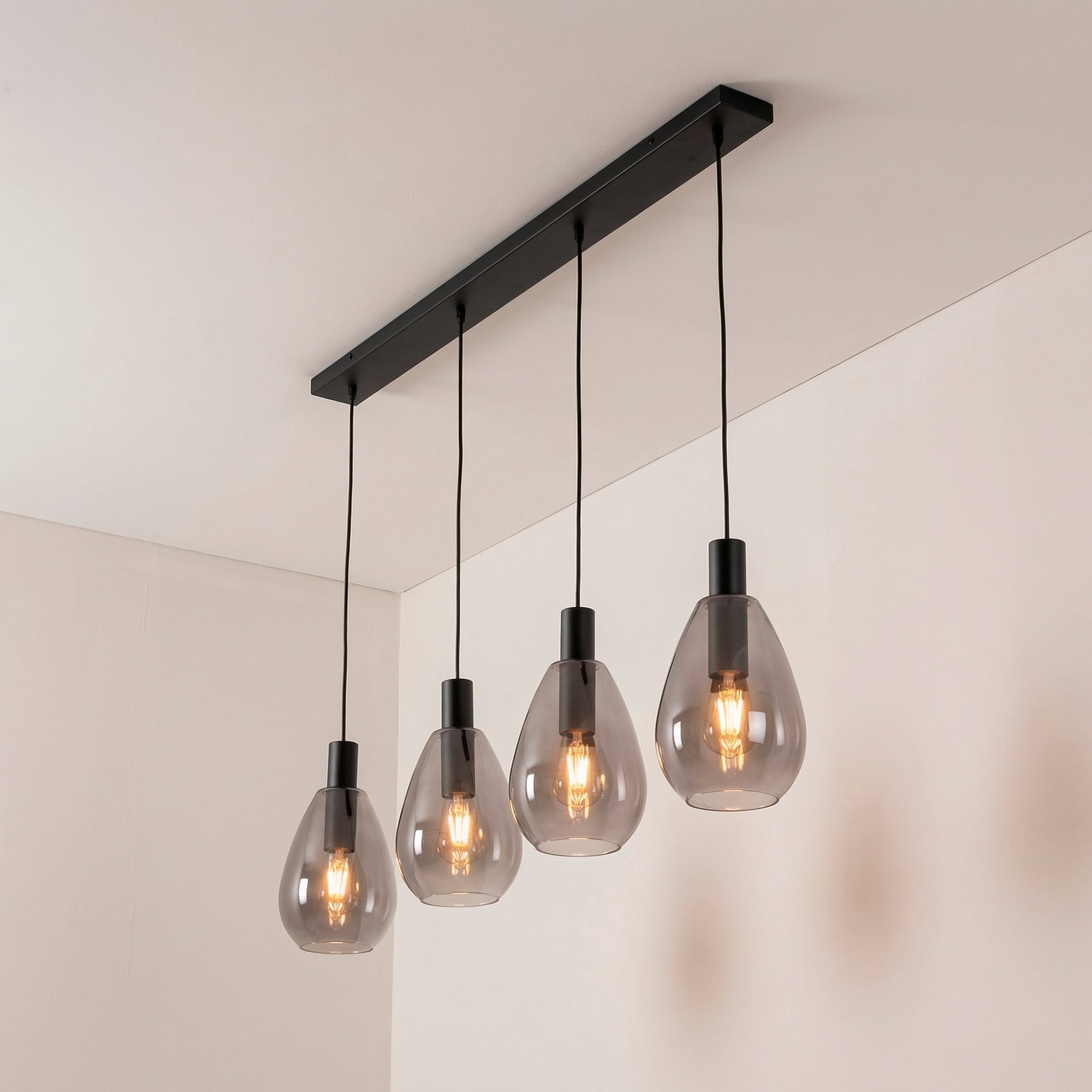 Hanglamp Alba - 4-lichts - Smoke - Glas