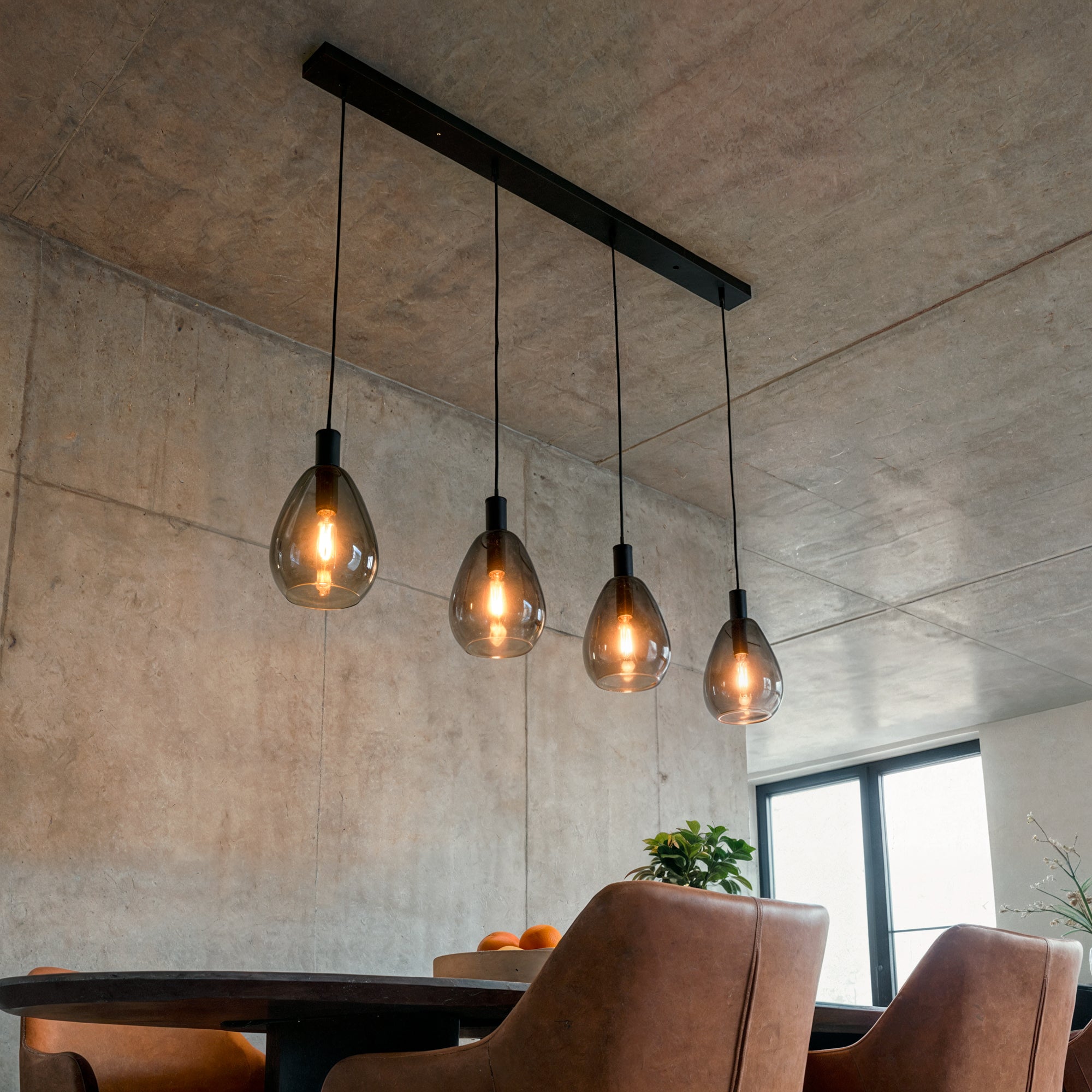 Hanglamp Alba - 4-lichts - Smoke - Glas