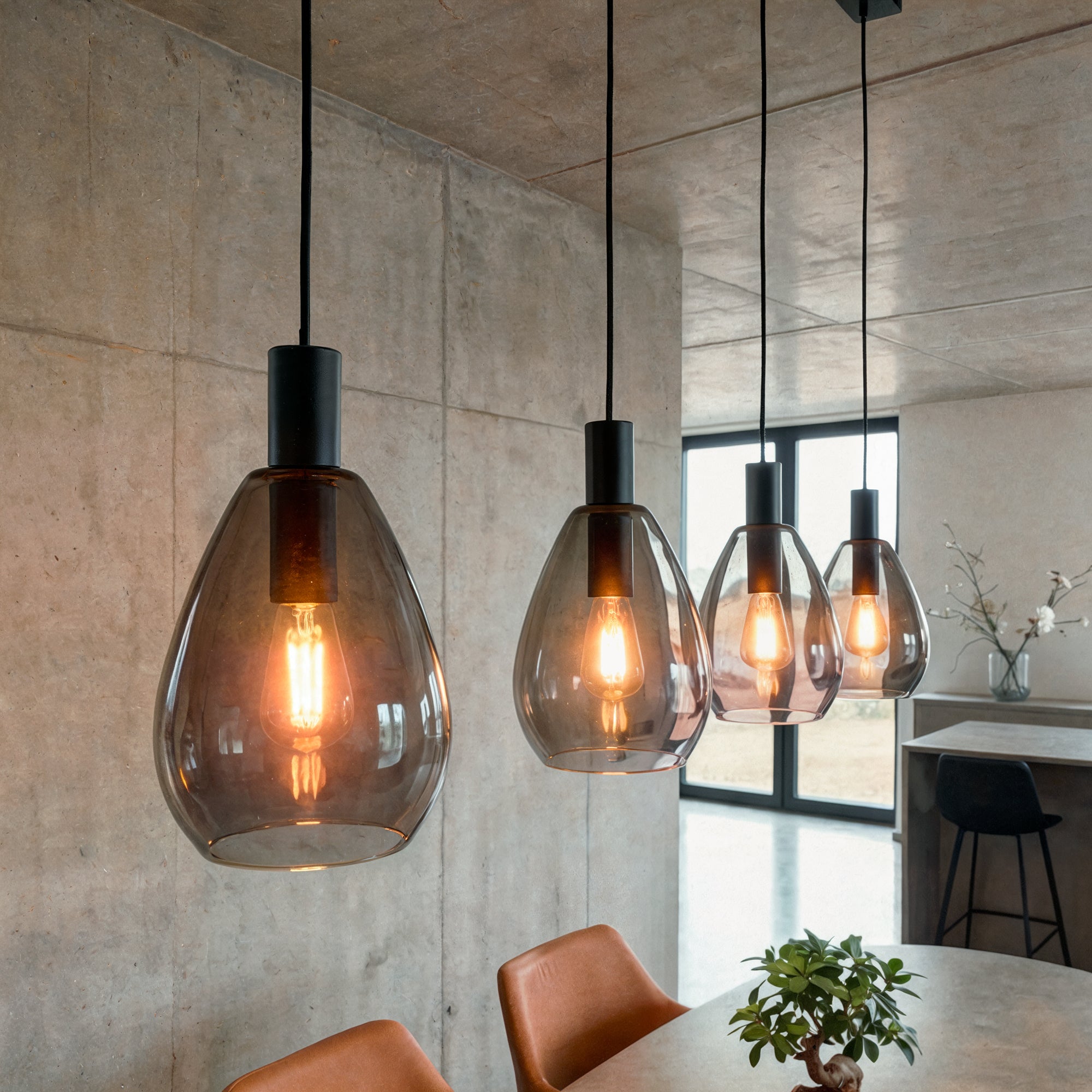 Hanglamp Alba - 4-lichts - Smoke - Glas