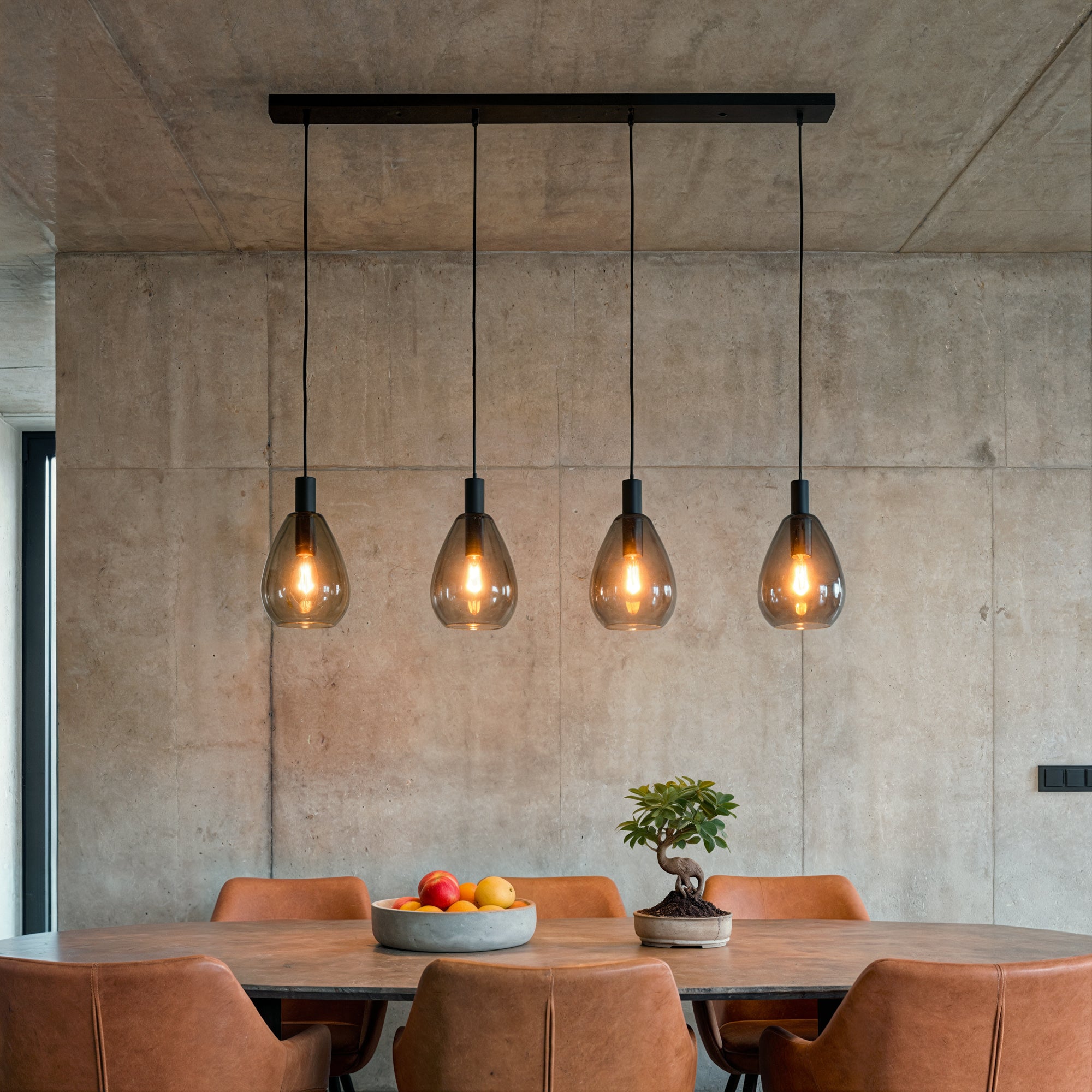 Hanglamp Alba - 4-lichts - Smoke - Glas