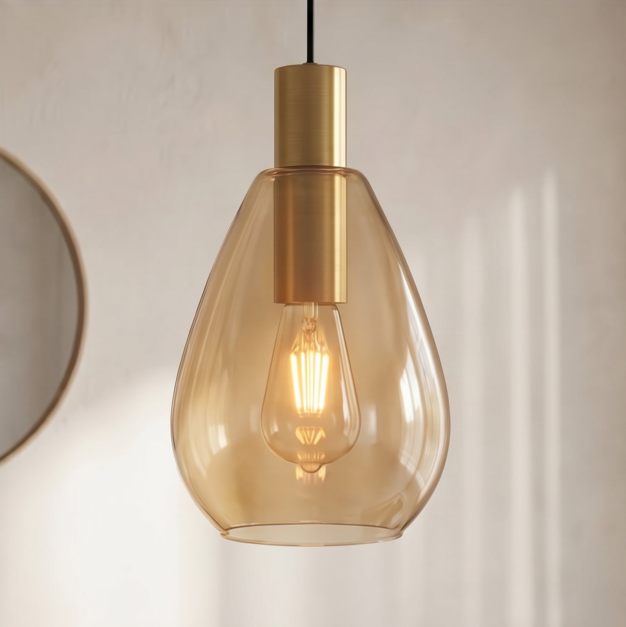 Hanglamp Alba - 4-lichts - Amberkleurig - Glas