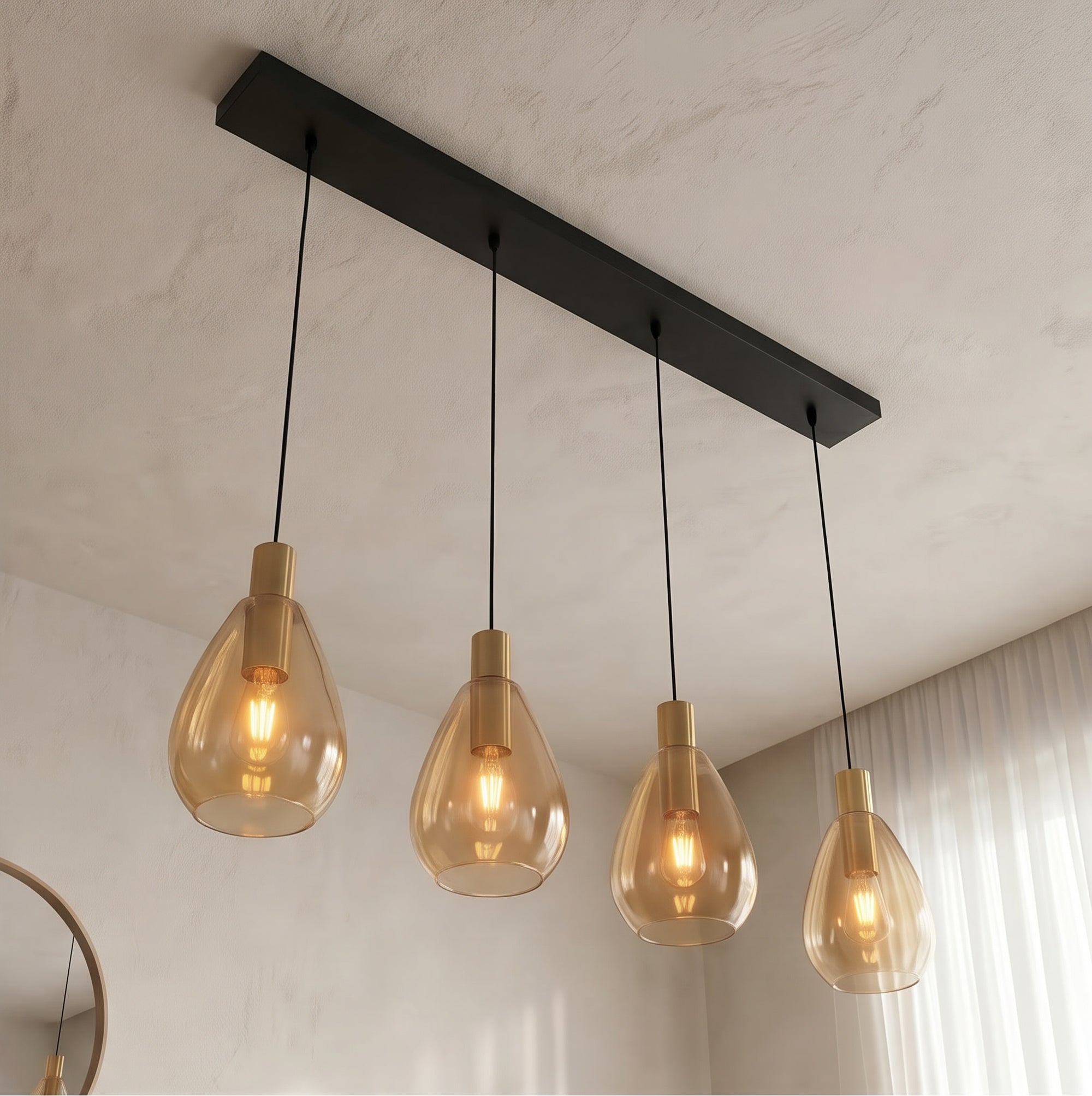 Hanglamp Alba - 4-lichts - Amberkleurig - Glas
