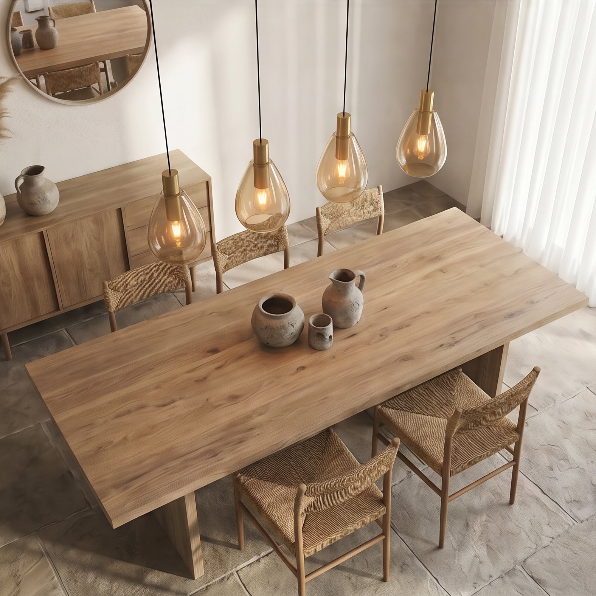Hanglamp Alba - 4-lichts - Amberkleurig - Glas