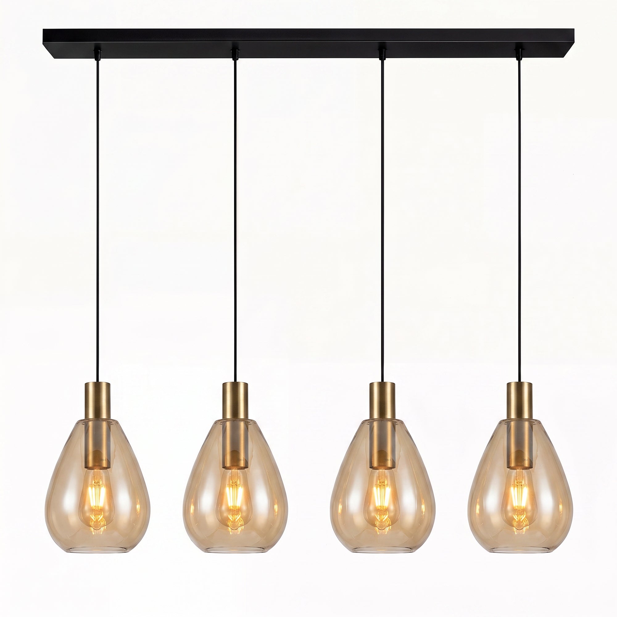 Hanglamp Alba - 4-lichts - Amberkleurig - Glas
