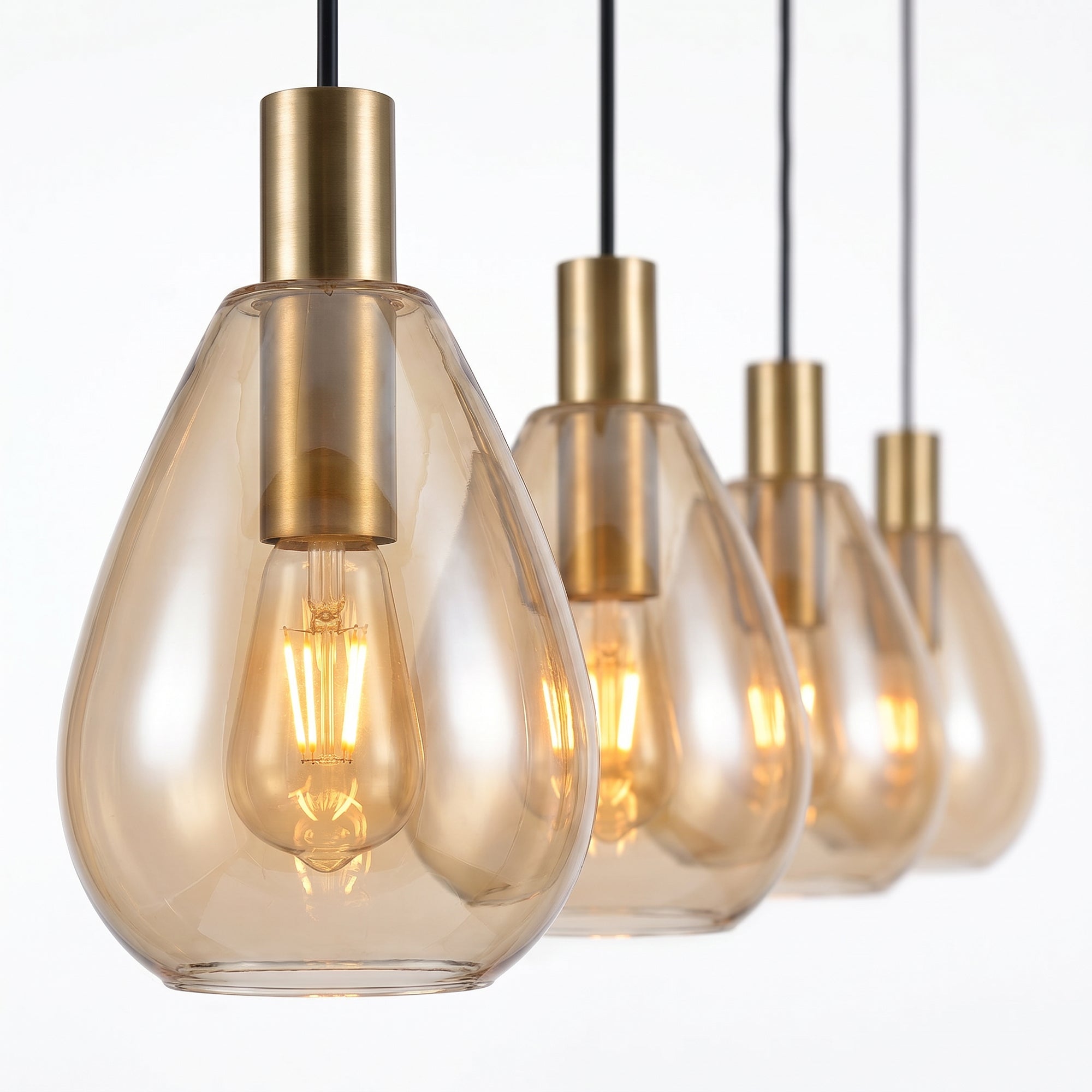 Hanglamp Alba - 4-lichts - Amberkleurig - Glas