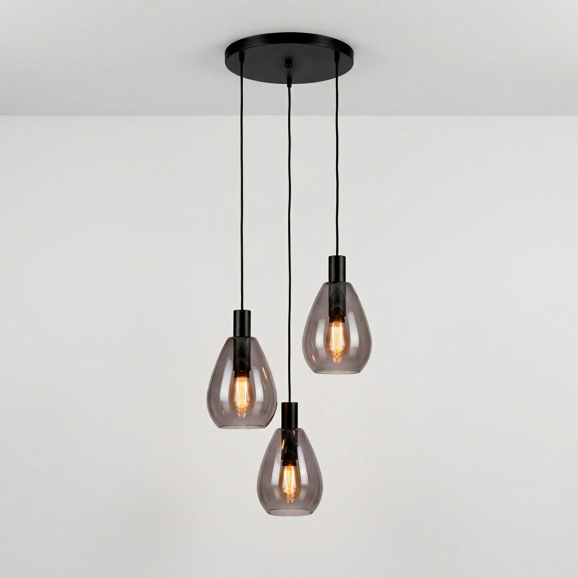 Hanglamp Nusa - 3-lichts - Smoke - Glas