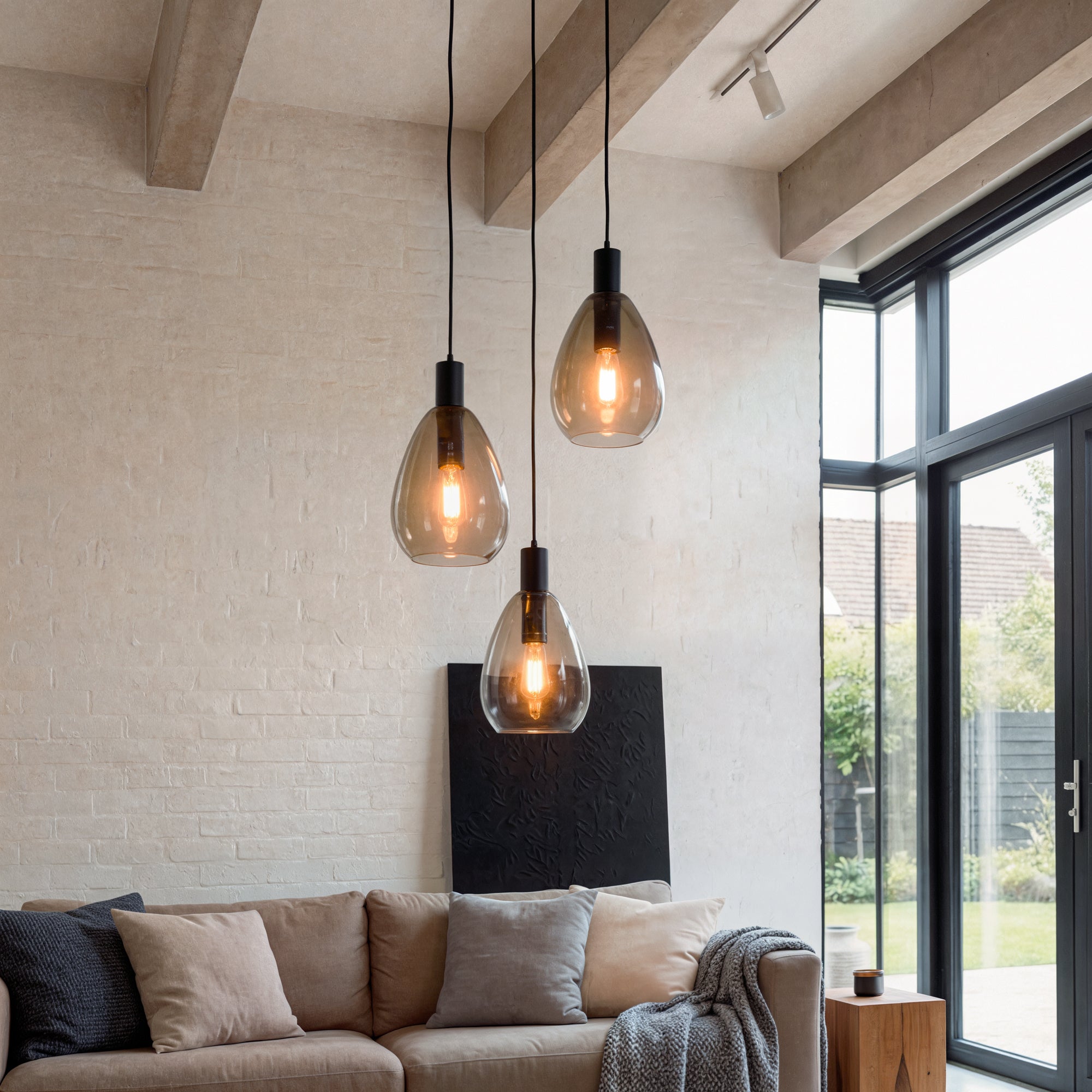 Hanglamp Nusa - 3-lichts - Smoke - Glas