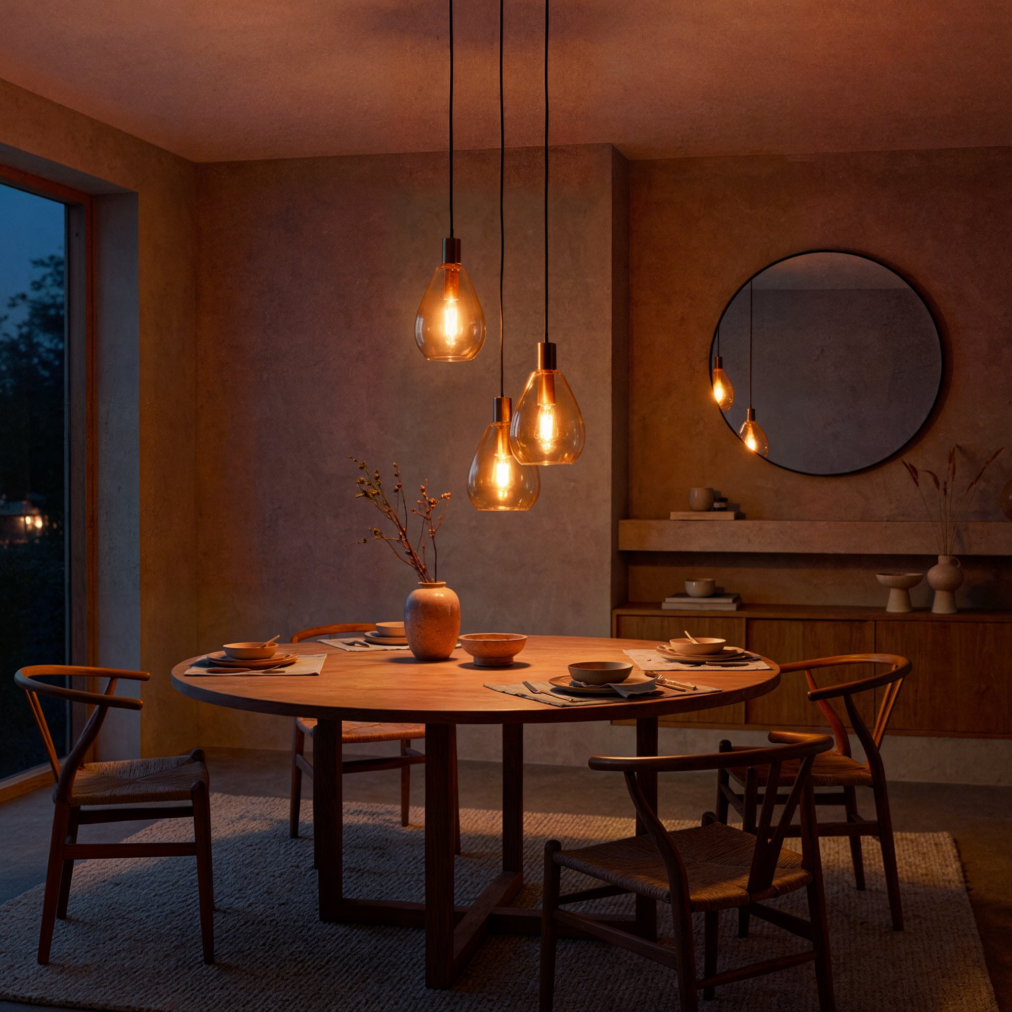 Hanglamp Nusa - 3-lichts - Amberkleurig - Glas