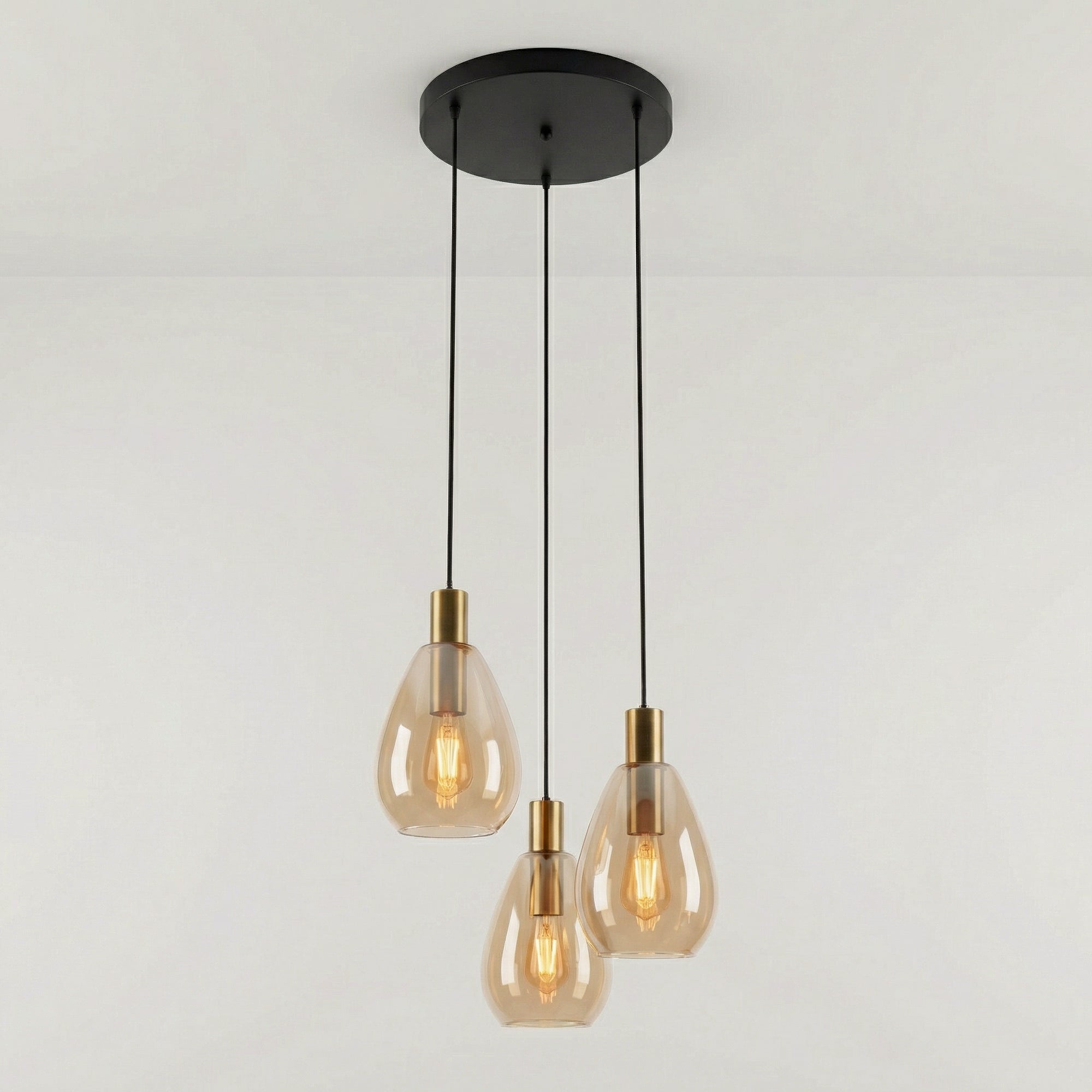 Hanglamp Nusa - 3-lichts - Amberkleurig - Glas