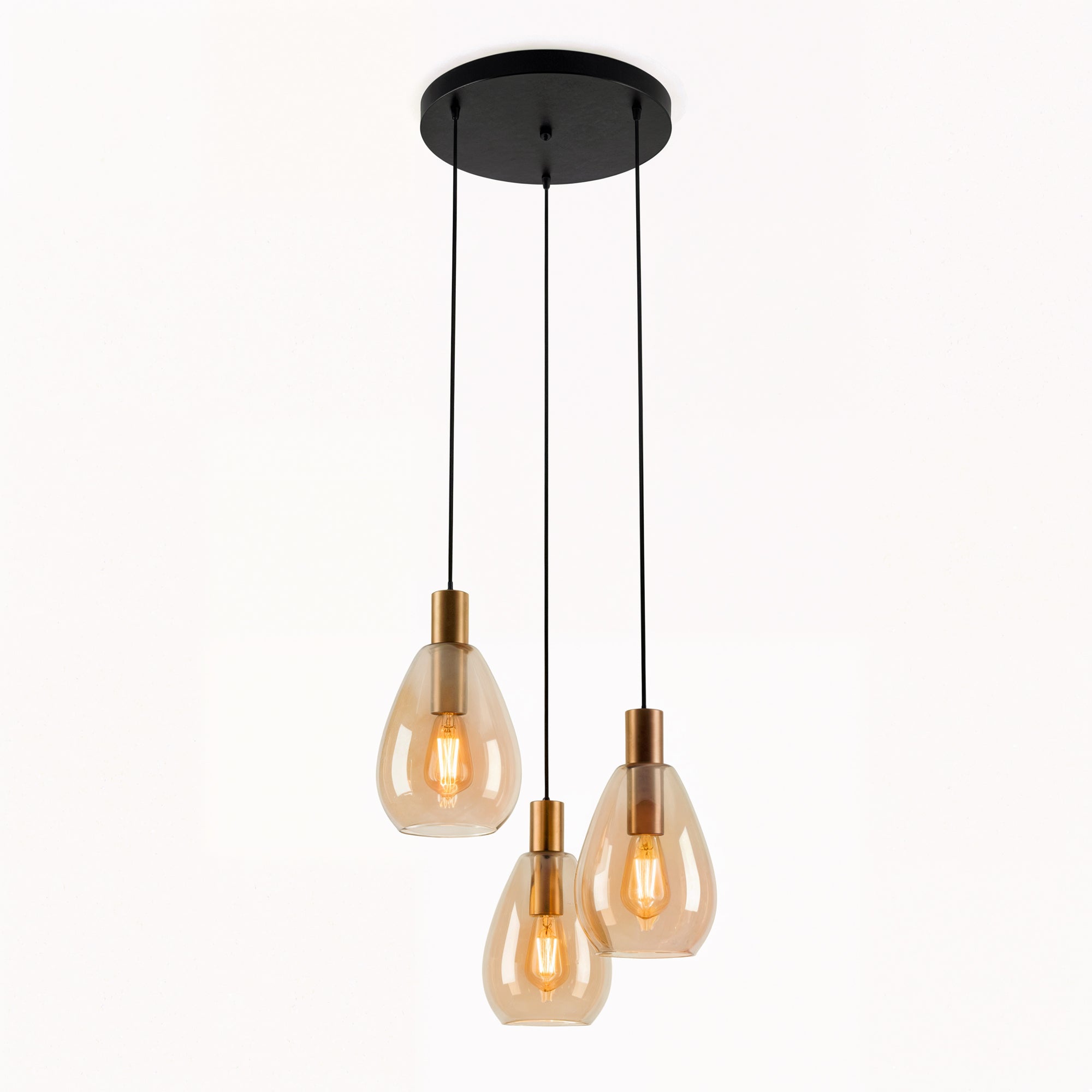 Hanglamp Nusa - 3-lichts - Amberkleurig - Glas