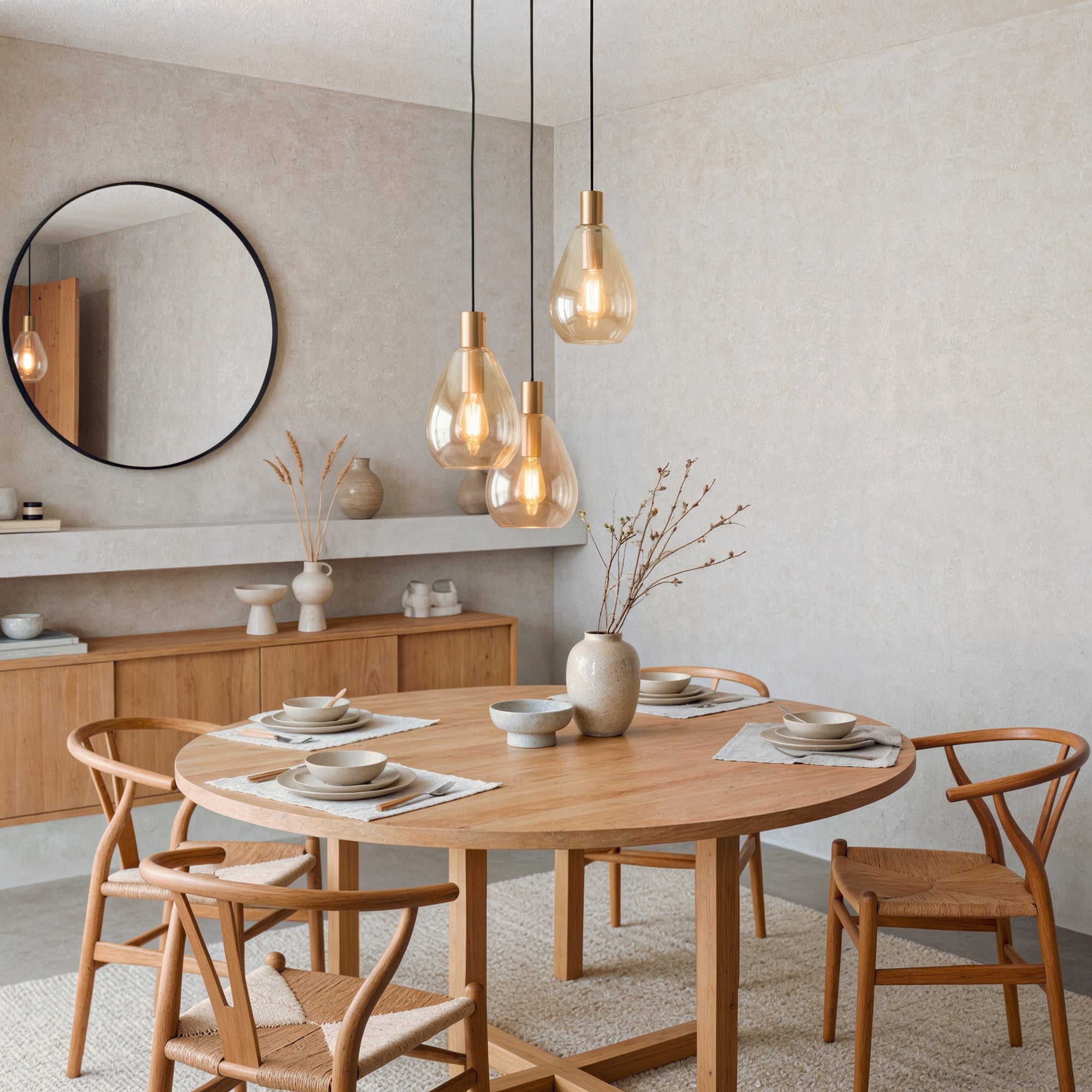 Hanglamp Nusa - 3-lichts - Amberkleurig - Glas