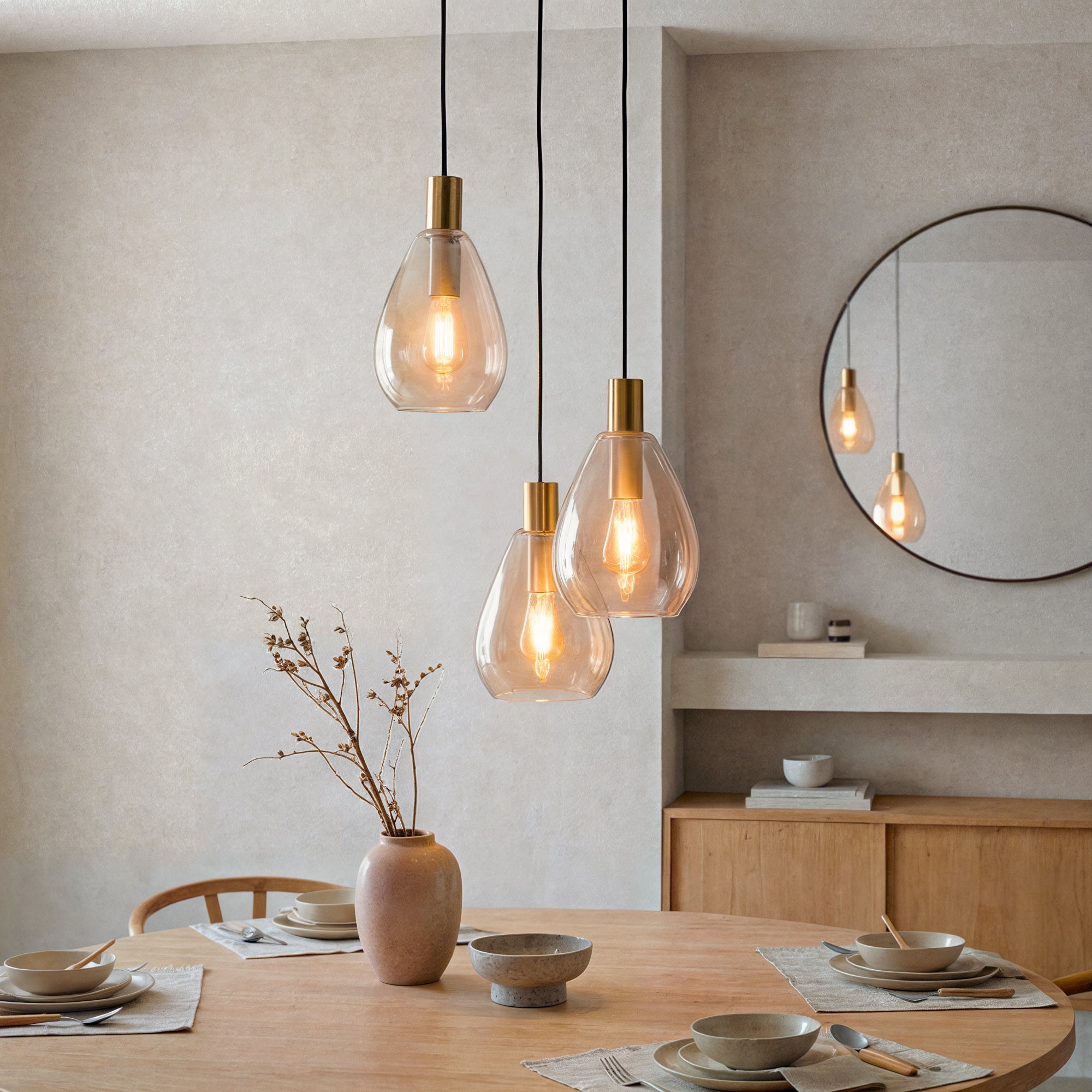 Hanglamp Nusa - 3-lichts - Amberkleurig - Glas