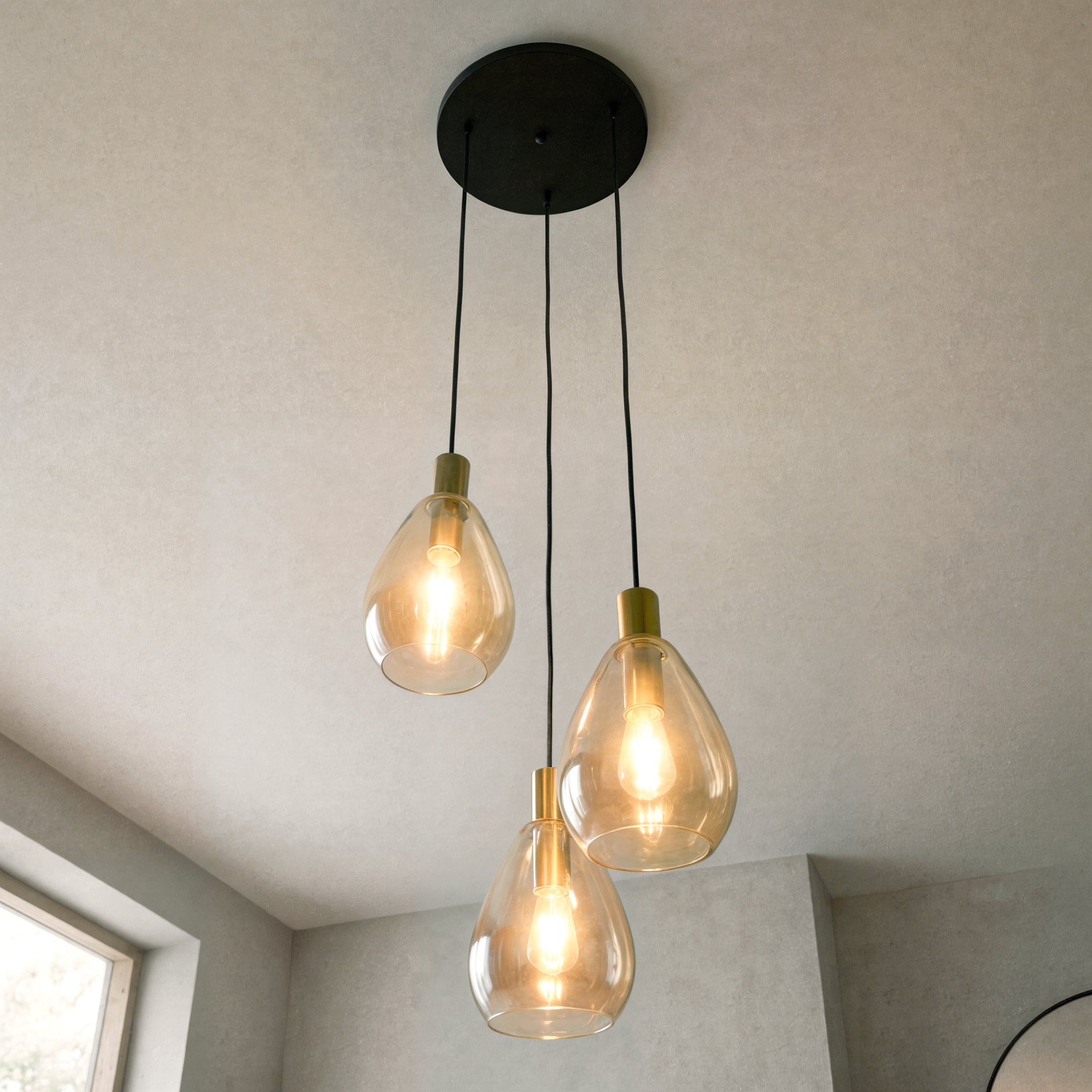 Hanglamp Nusa - 3-lichts - Amberkleurig - Glas