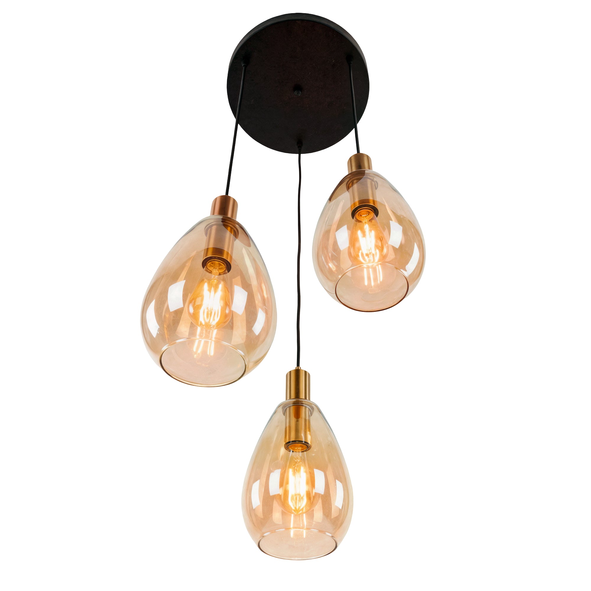 Hanglamp Nusa - 3-lichts - Amberkleurig - Glas