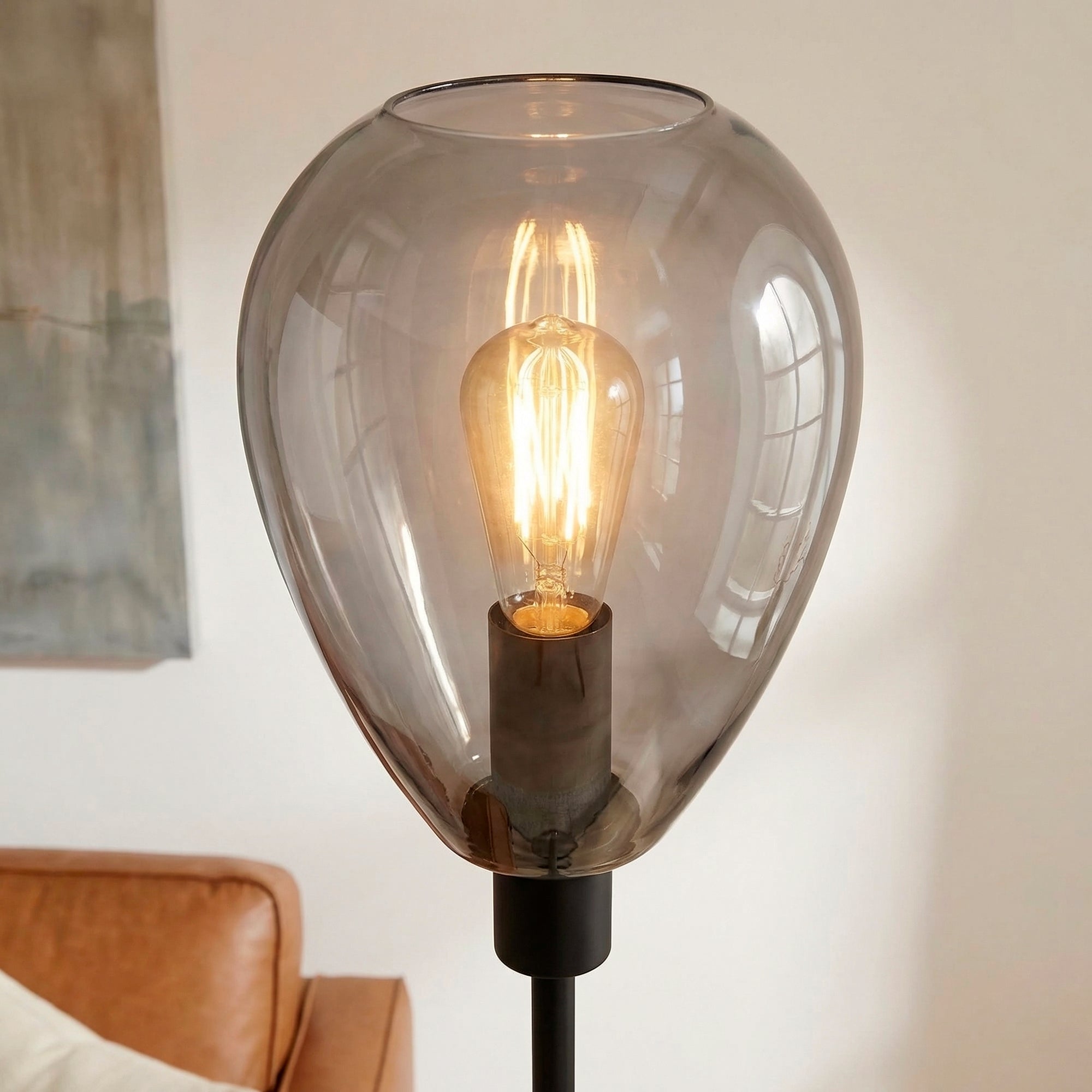 Vloerlamp Fenna - 1-lichts - Smoke - Glas - 170 cm