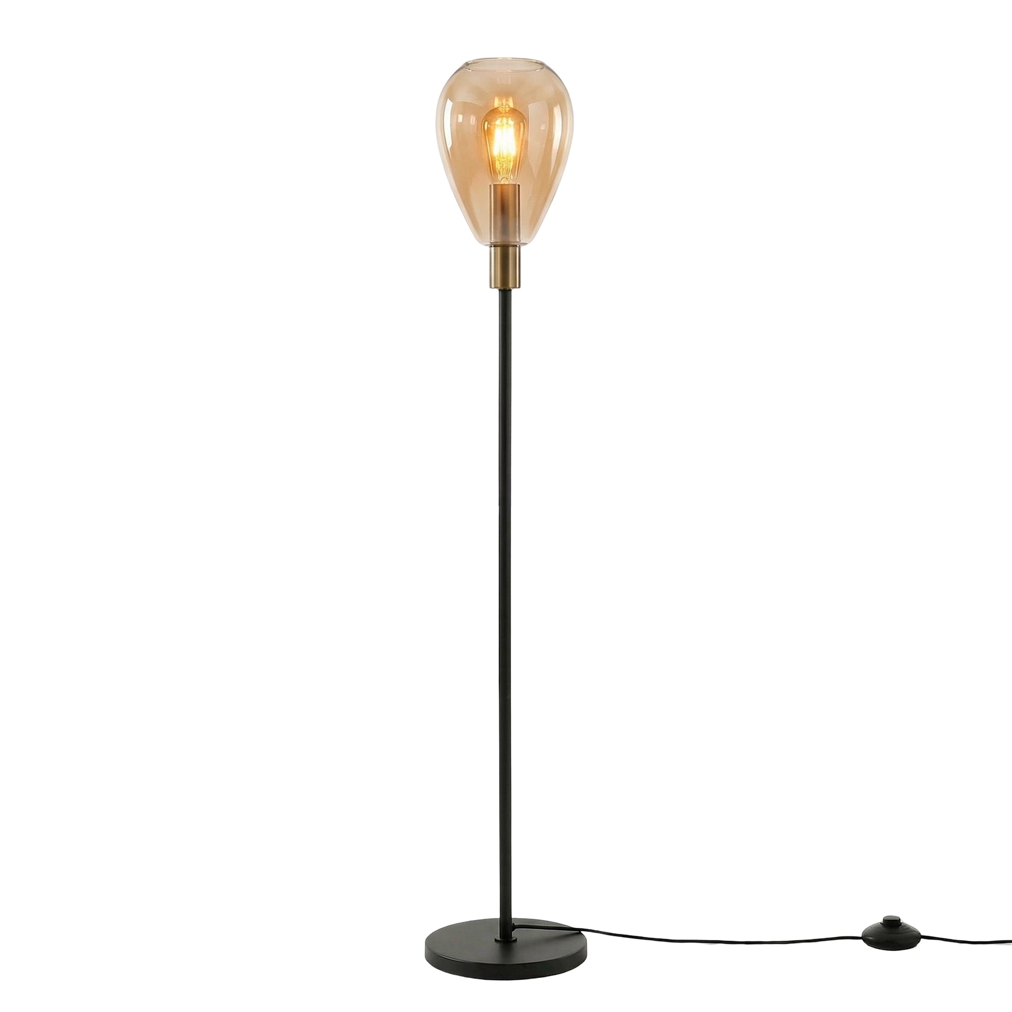 Vloerlamp Fenna - 1-lichts - Amberkleurig - Glas - 170 cm