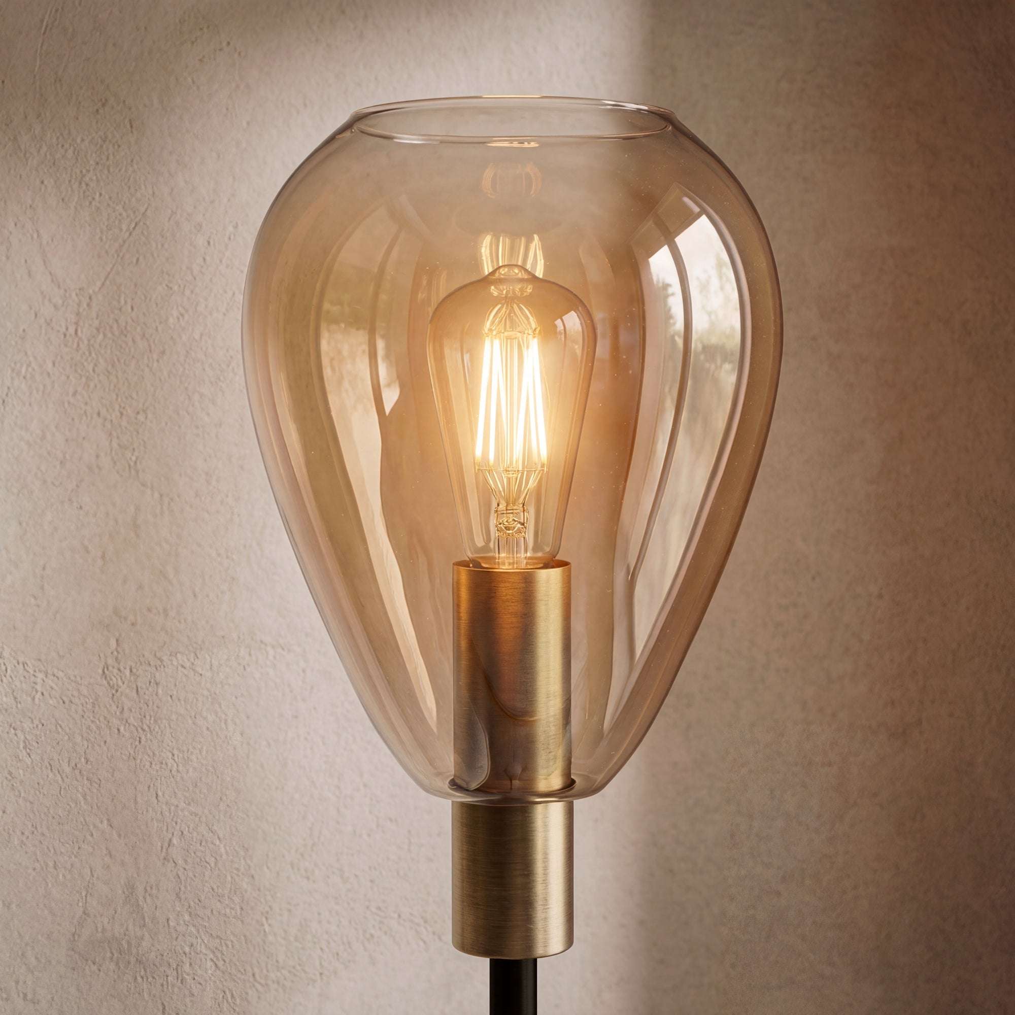 Vloerlamp Fenna - 1-lichts - Amberkleurig - Glas - 170 cm