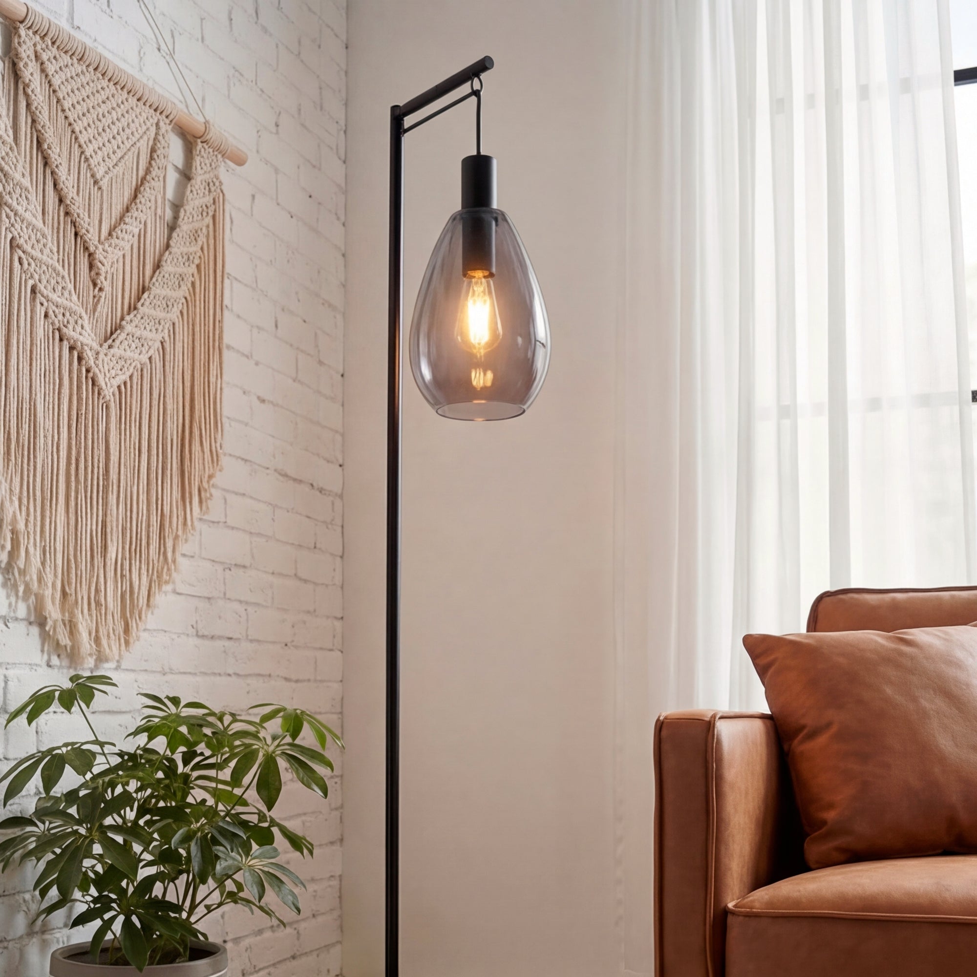 Vloerlamp Celia - 1-lichts - Smoke - Glas - 170 cm