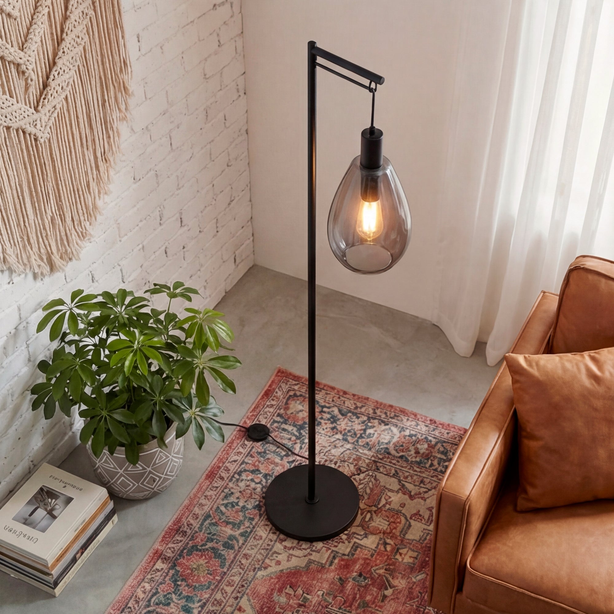 Vloerlamp Celia - 1-lichts - Smoke - Glas - 170 cm