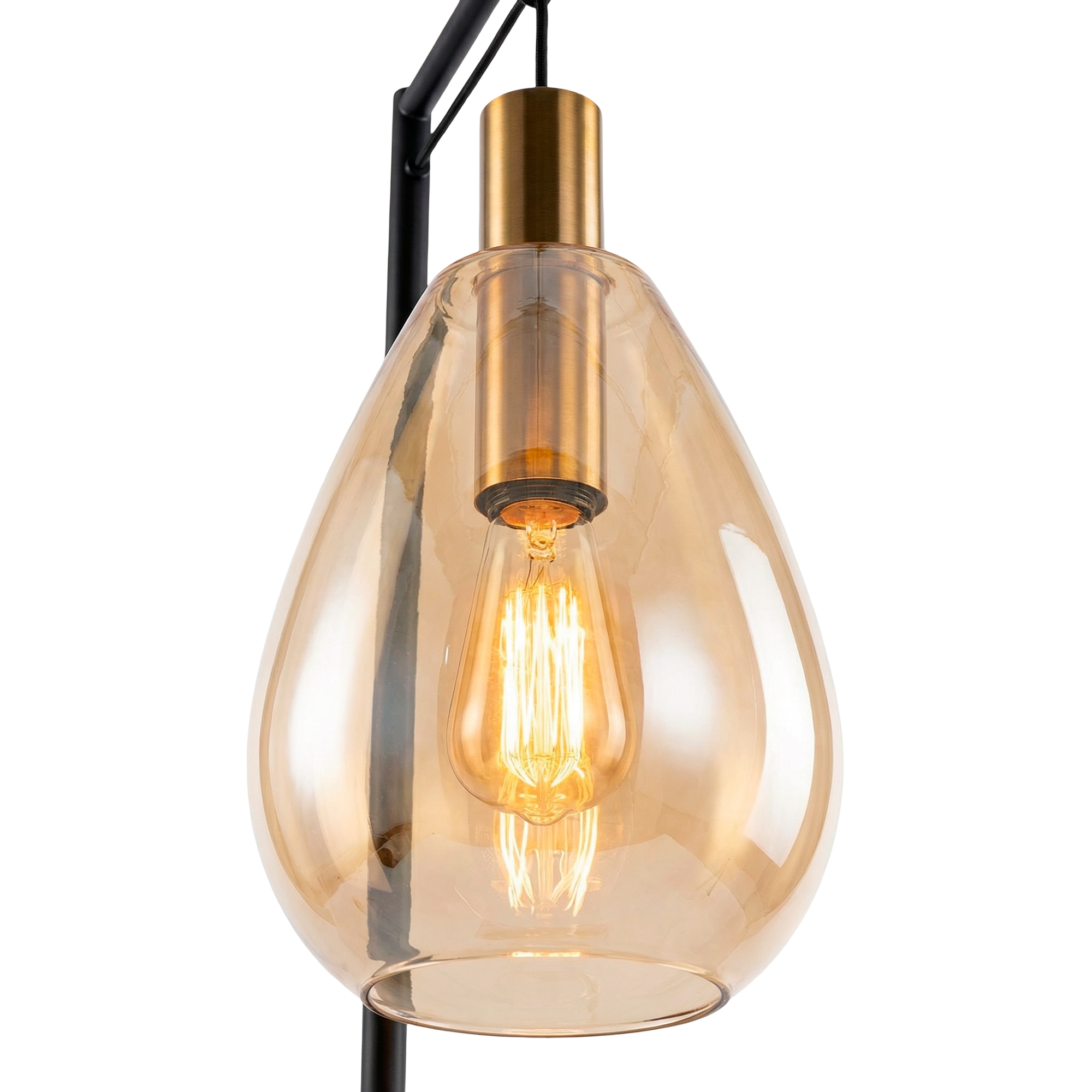 Vloerlamp Celia - 1-lichts - Amberkleurig - Glas - 170 cm