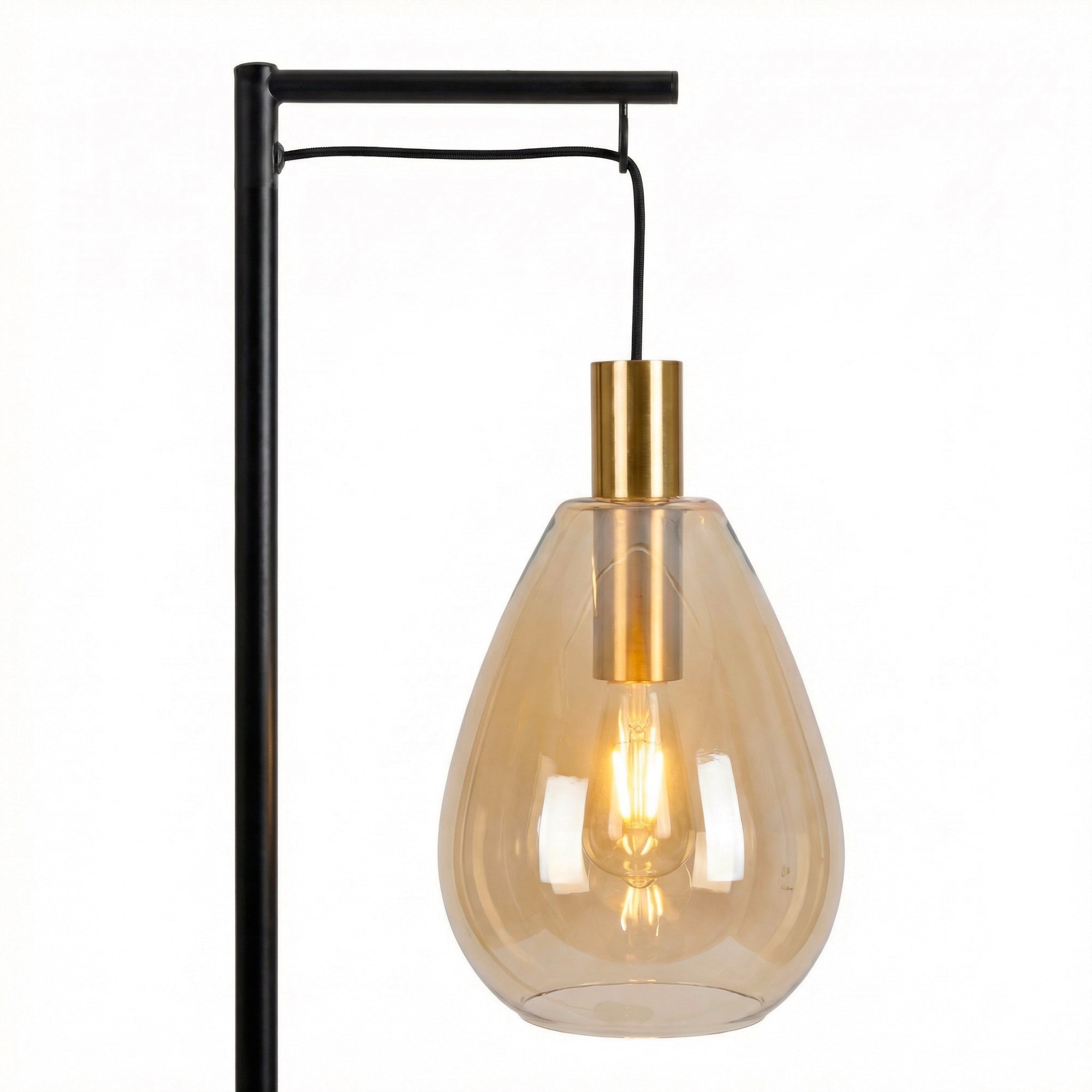 Vloerlamp Celia - 1-lichts - Amberkleurig - Glas - 170 cm
