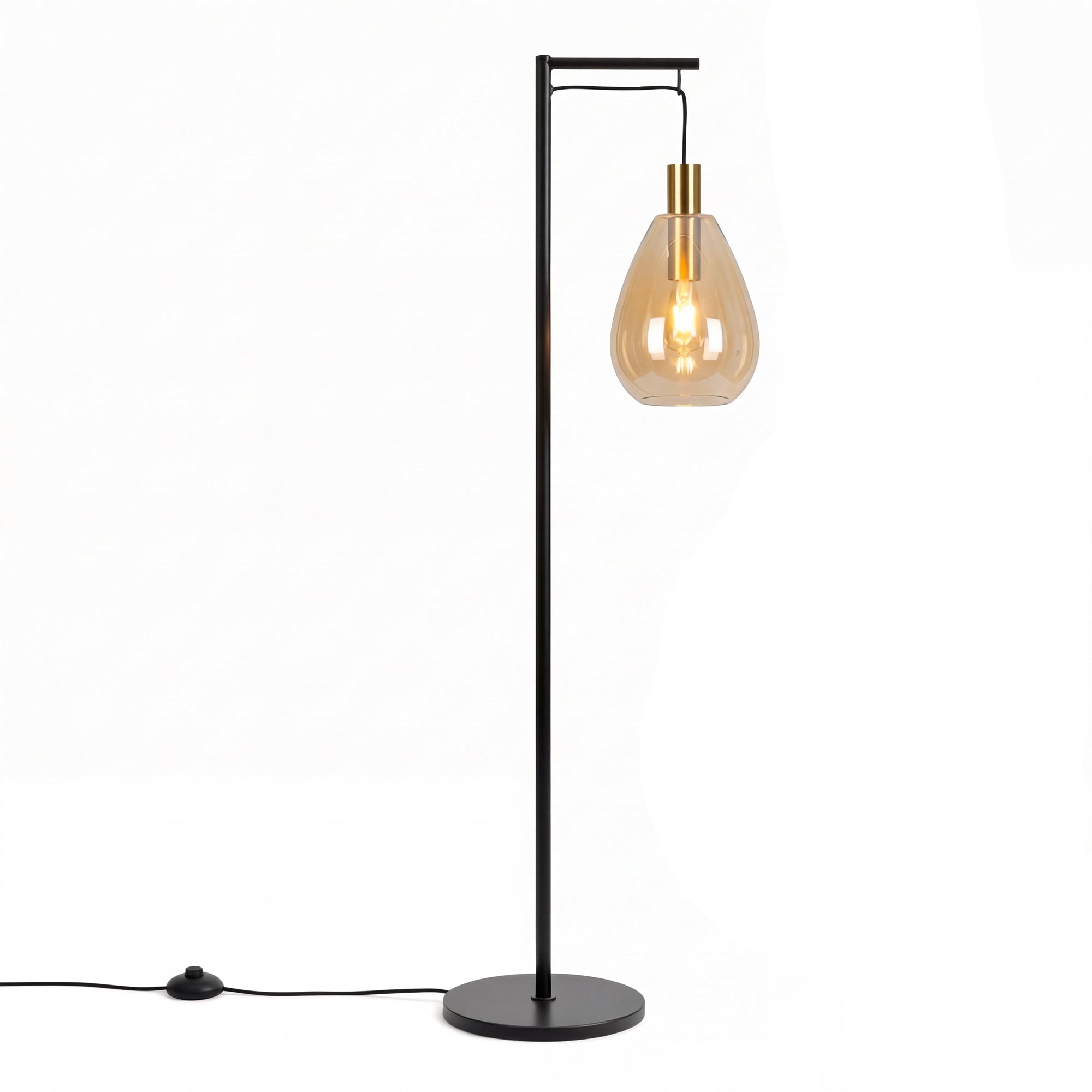 Vloerlamp Celia - 1-lichts - Amberkleurig - Glas - 170 cm