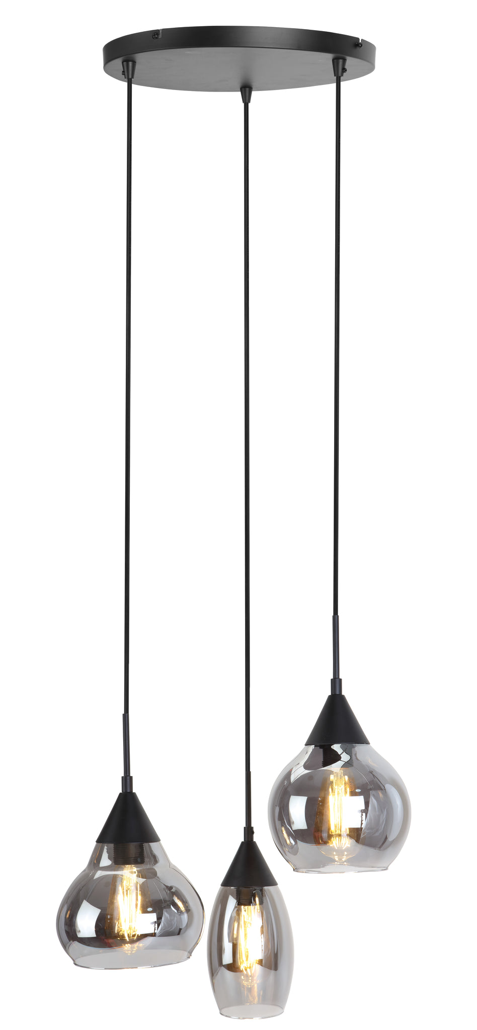 Hanglamp Olea - 3-lichts - Smoke - Glas