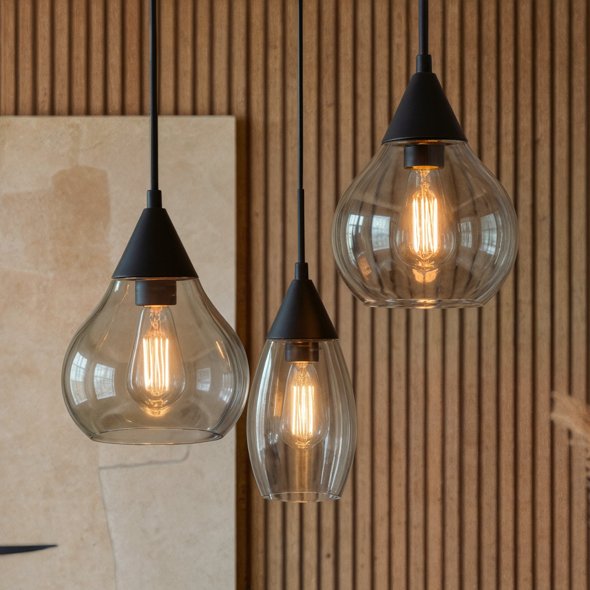 Hanglamp Olea - 3-lichts - Smoke - Glas