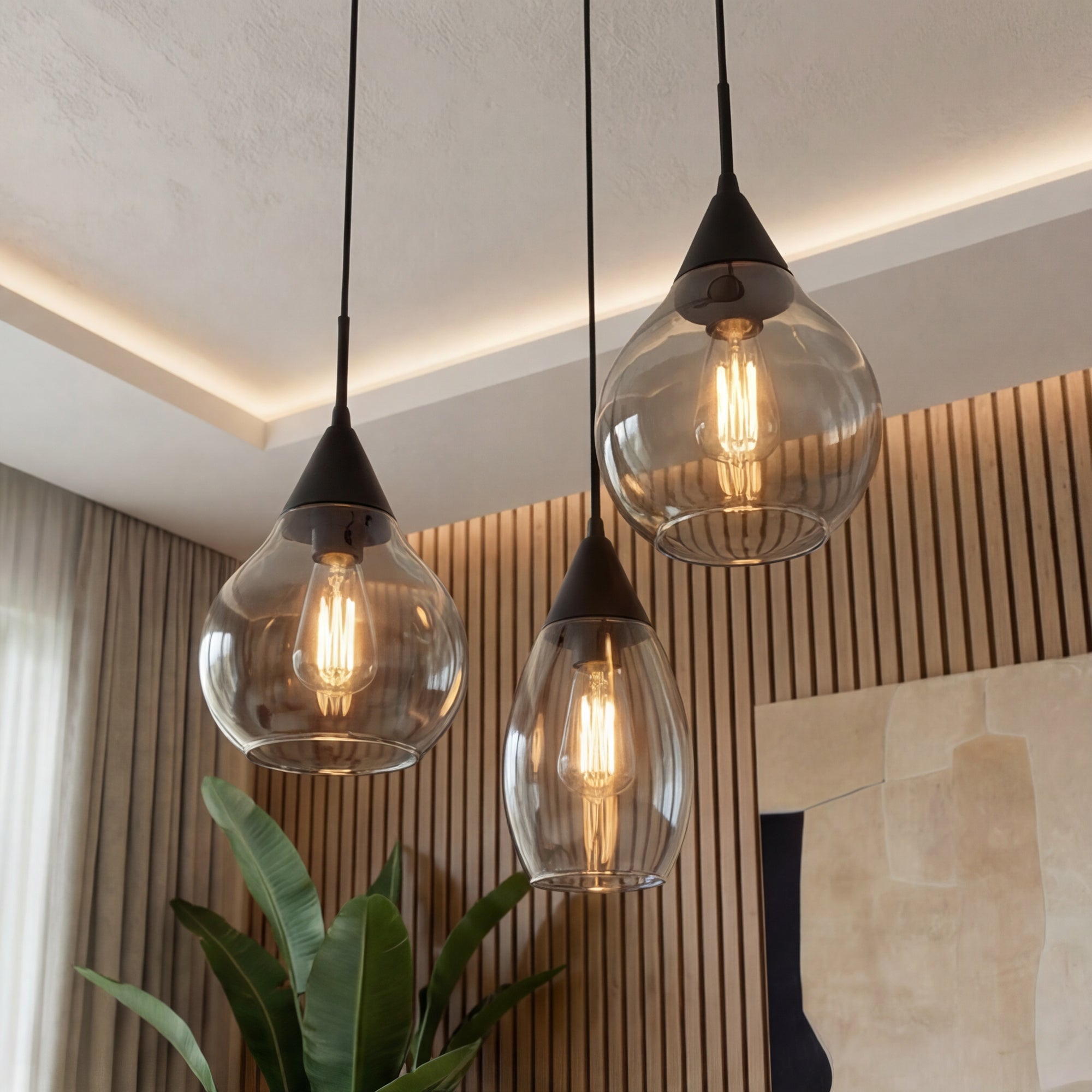 Hanglamp Olea - 3-lichts - Smoke - Glas
