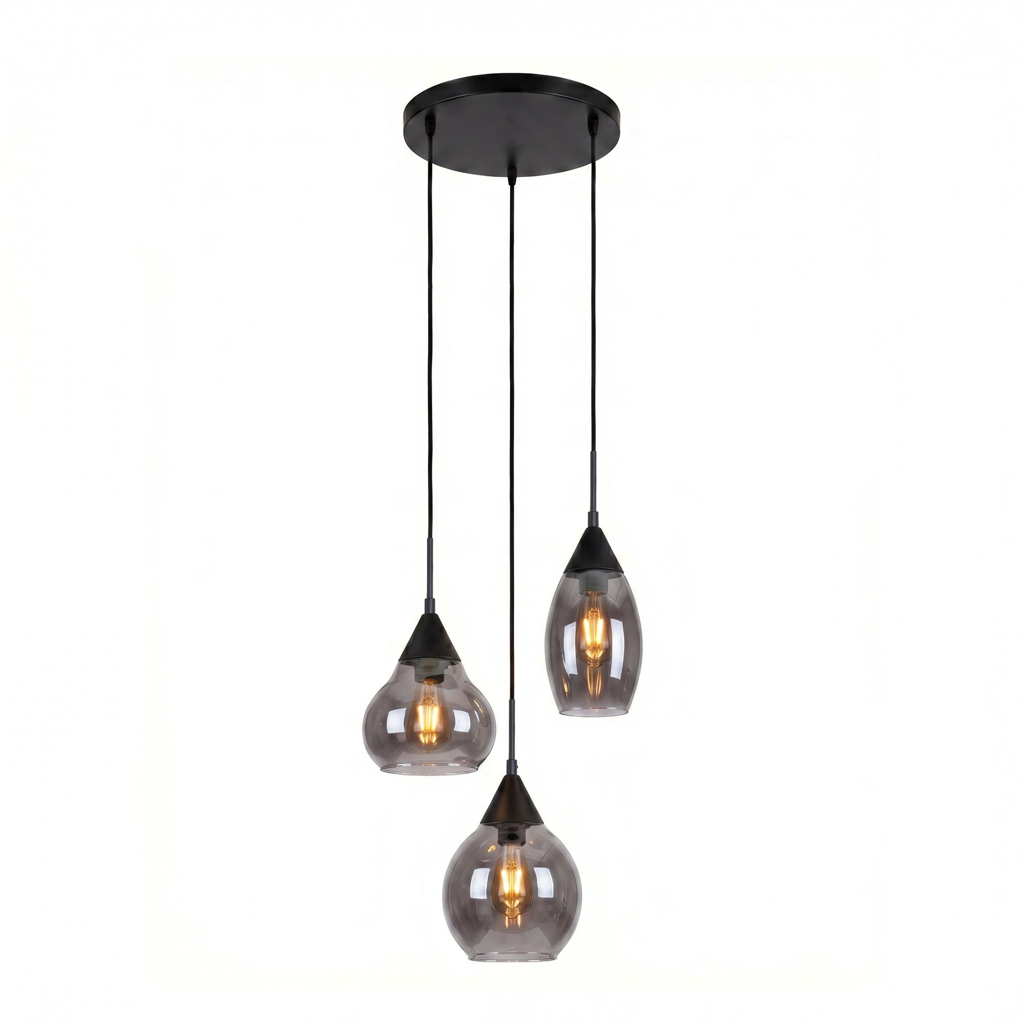 Hanglamp Olea - 3-lichts - Smoke - Glas