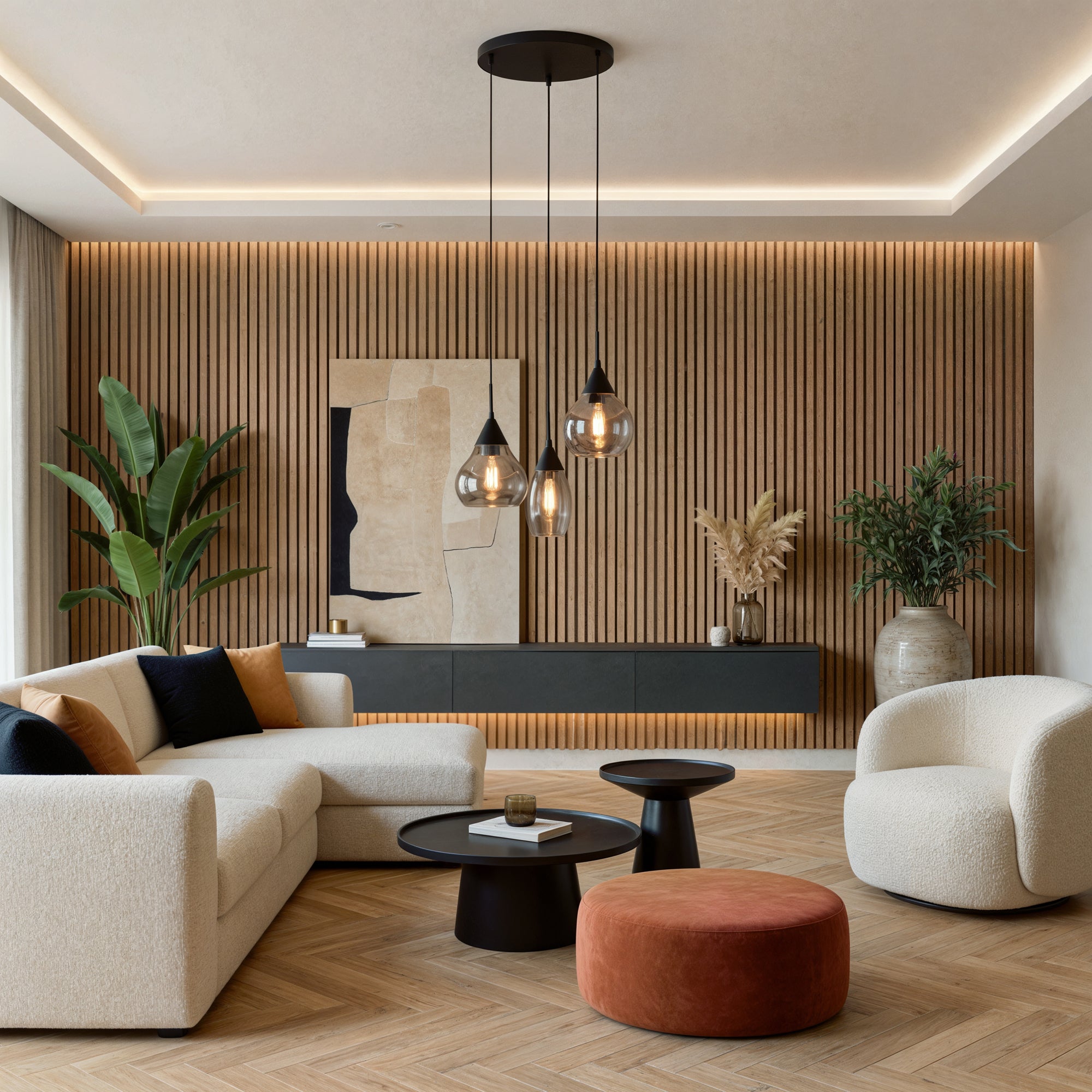 Hanglamp Olea - 3-lichts - Smoke - Glas