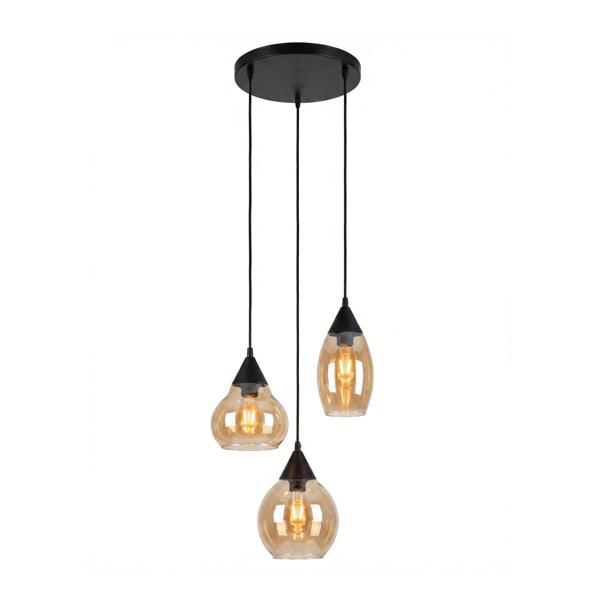 Hanglamp Olea - 3-lichts - Amberkleurig - Glas
