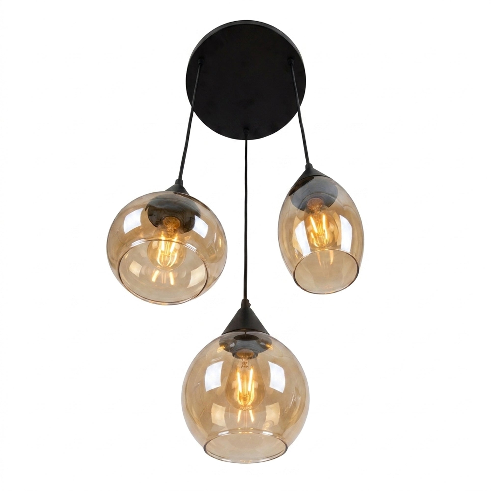 Hanglamp Olea - 3-lichts - Amberkleurig - Glas