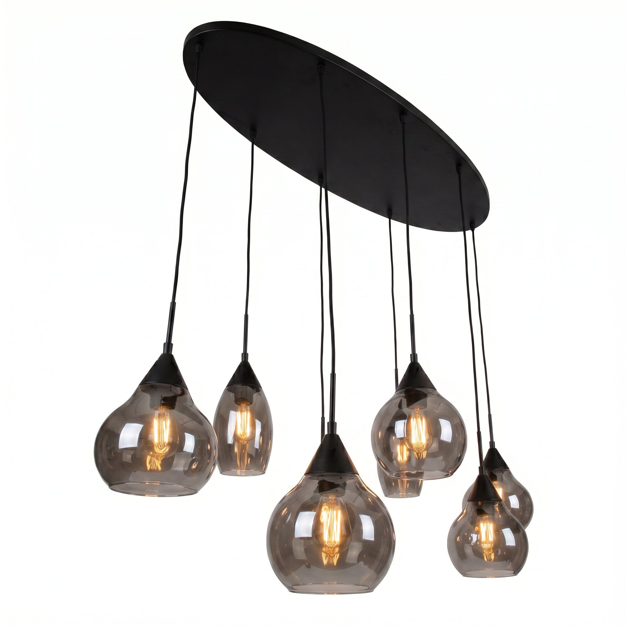 Hanglamp Milly - 8-lichts - Smoke - Glas