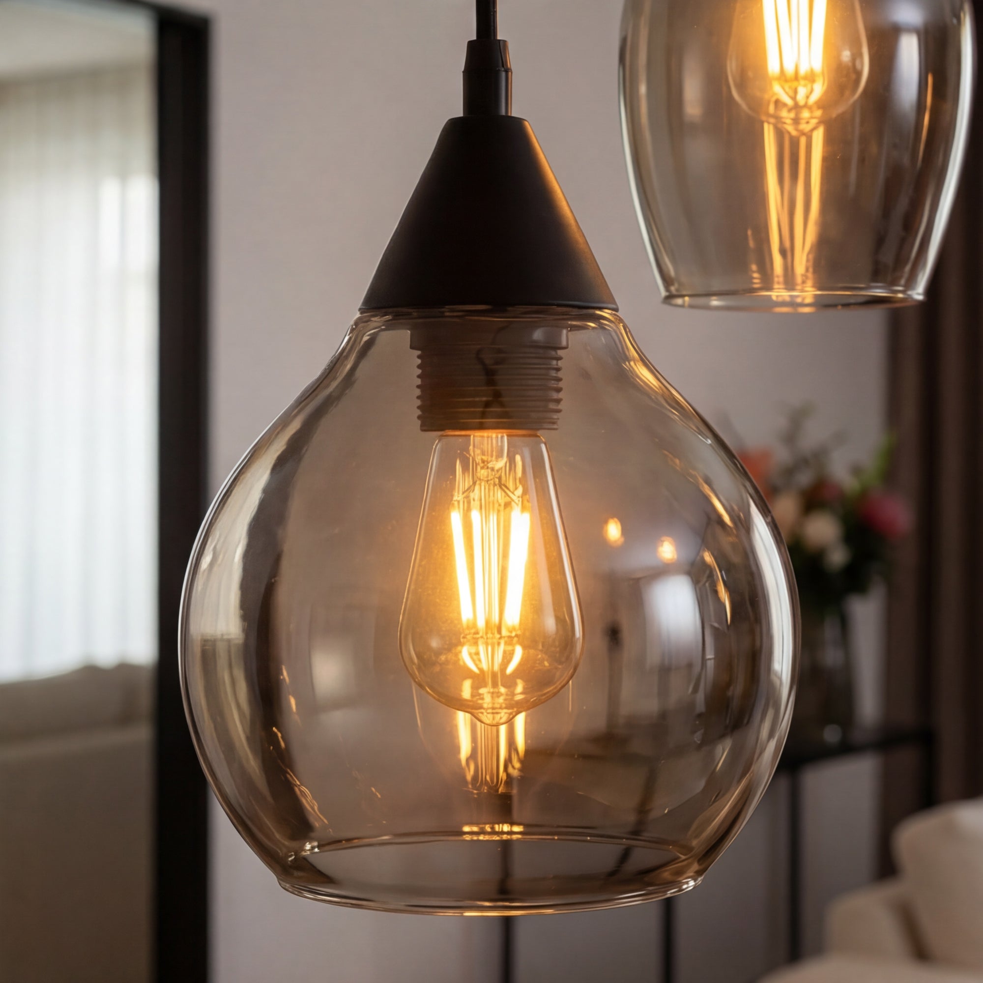 Hanglamp Milly - 8-lichts - Smoke - Glas