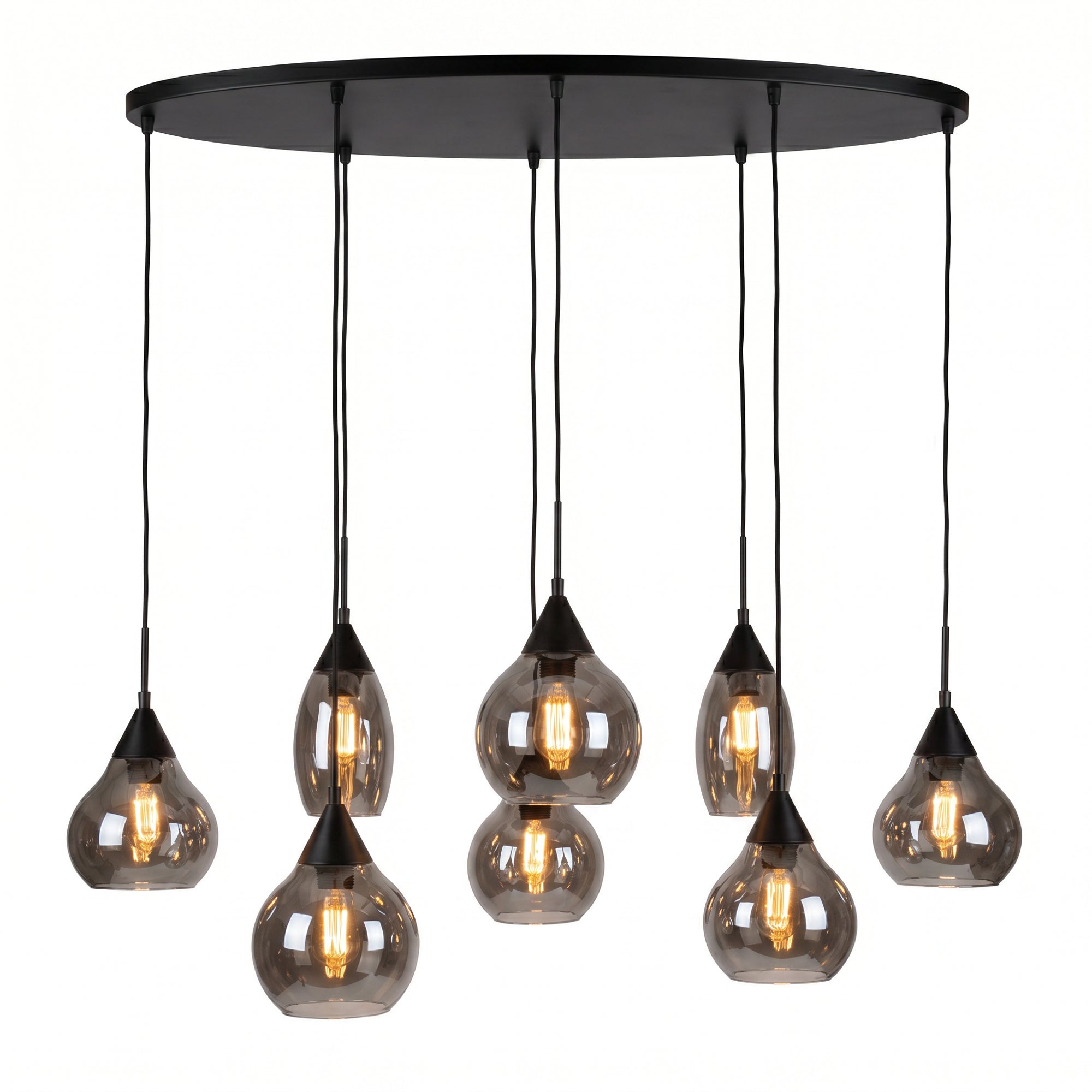 Hanglamp Milly - 8-lichts - Smoke - Glas