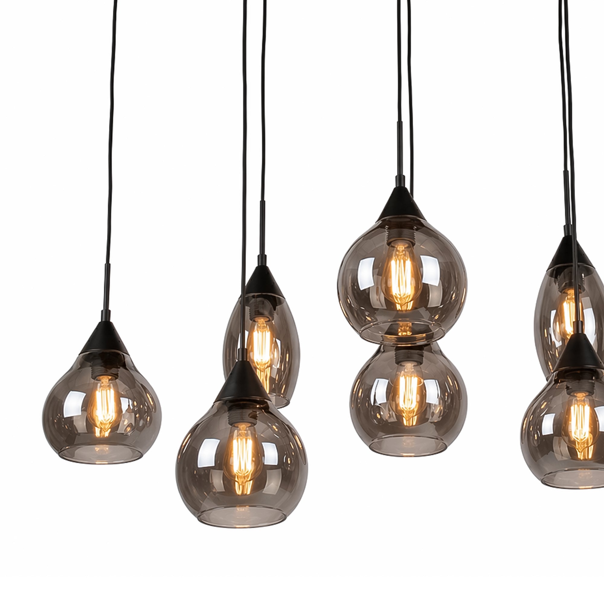 Hanglamp Milly - 8-lichts - Smoke - Glas