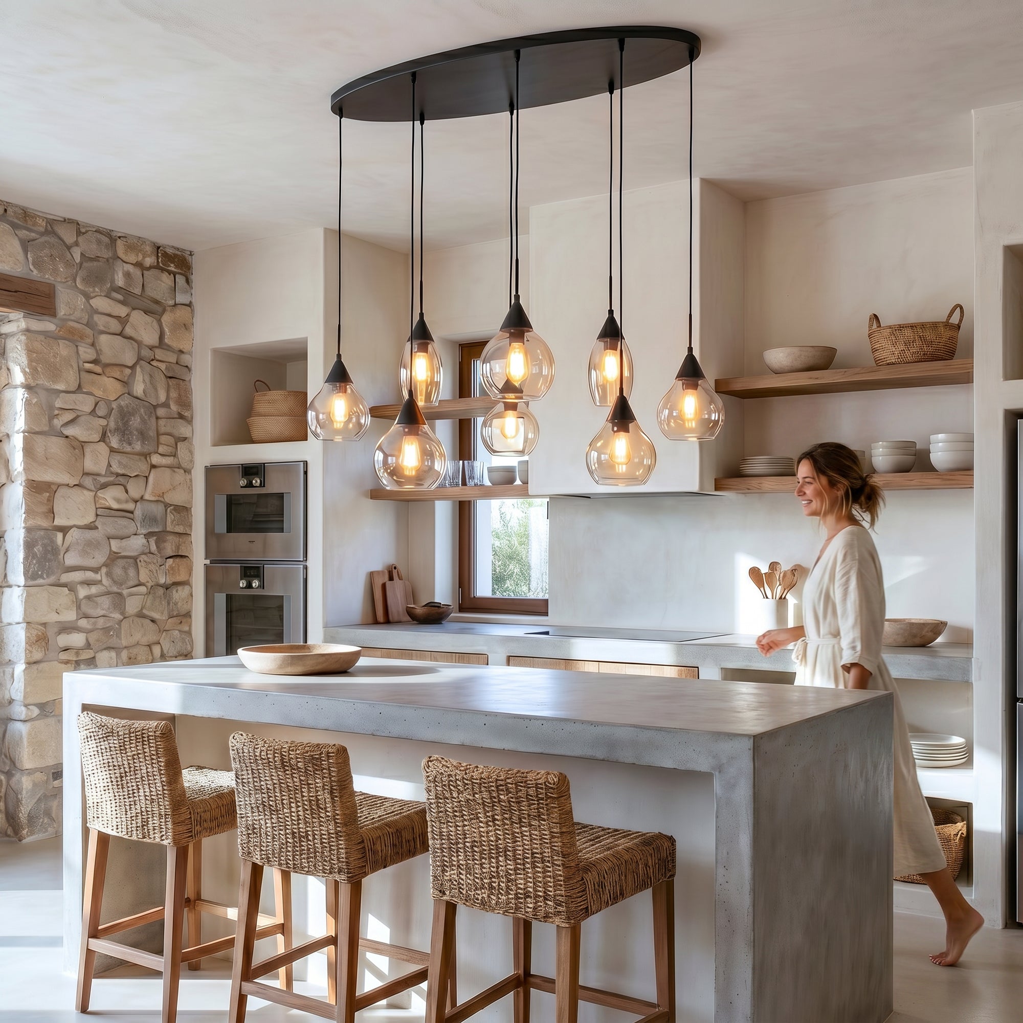 Hanglamp Milly - 8-lichts - Amberkleurig - Glas