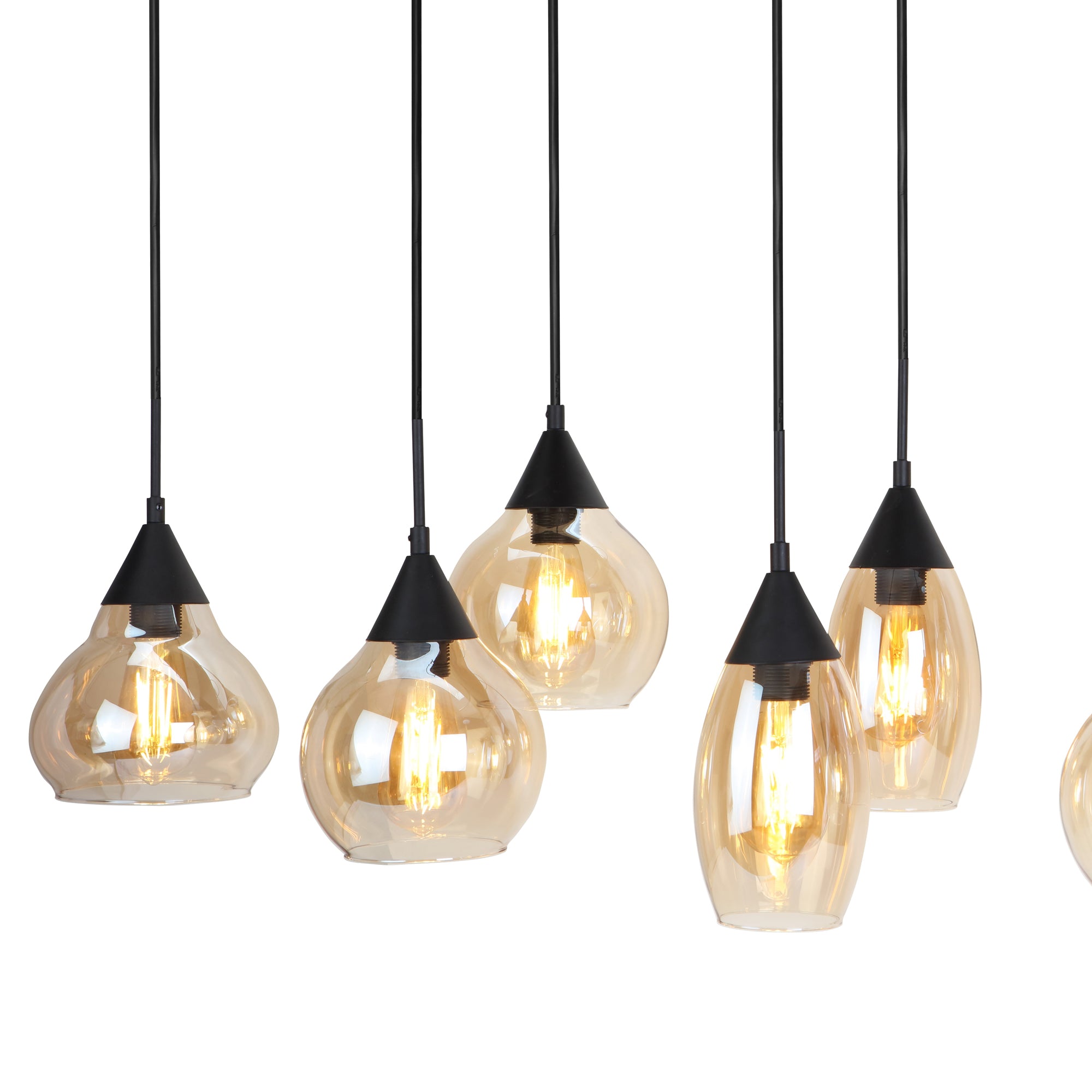 Hanglamp Milly - 8-lichts - Amberkleurig - Glas