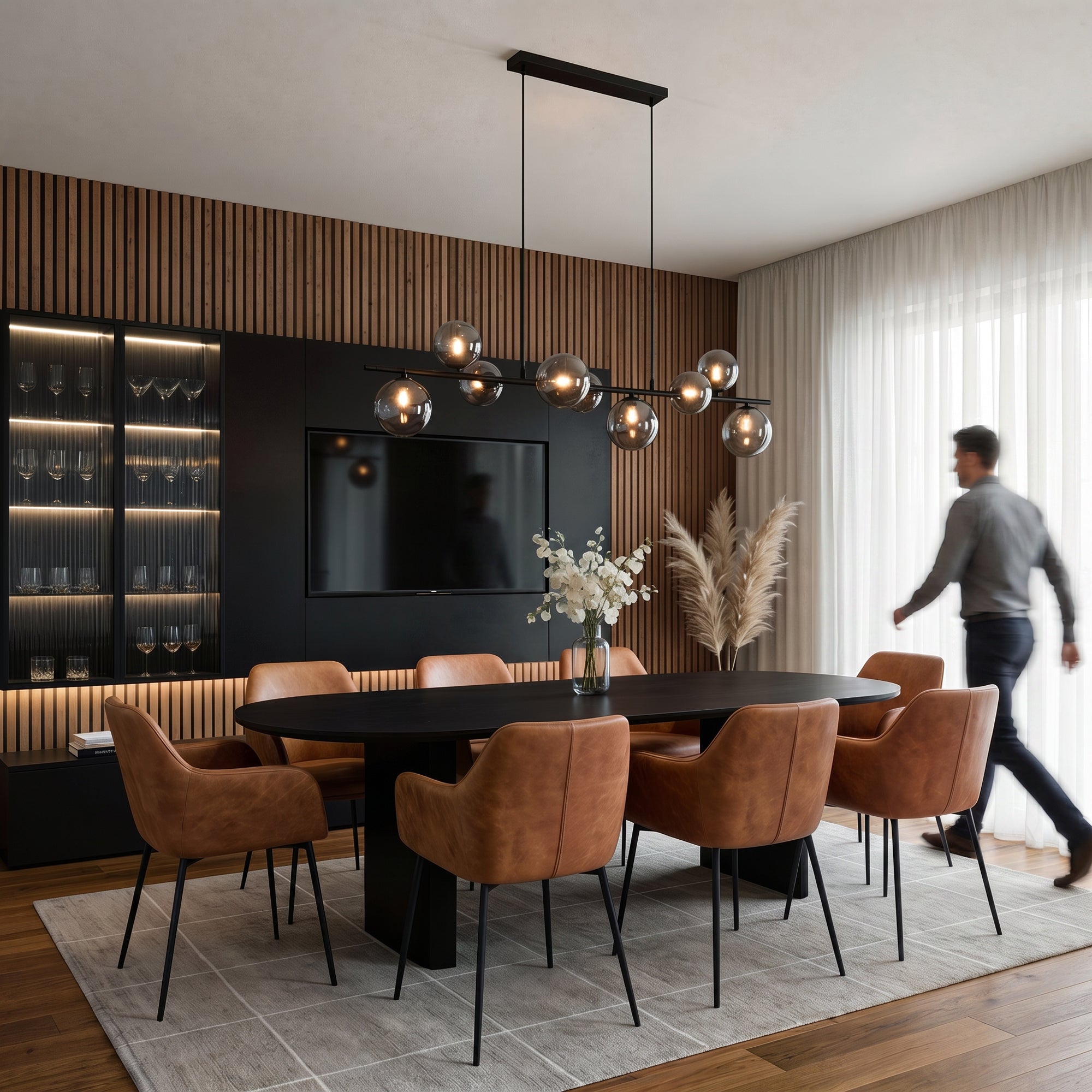 Hanglamp Novi - 9-lichts - Smoke - Glas