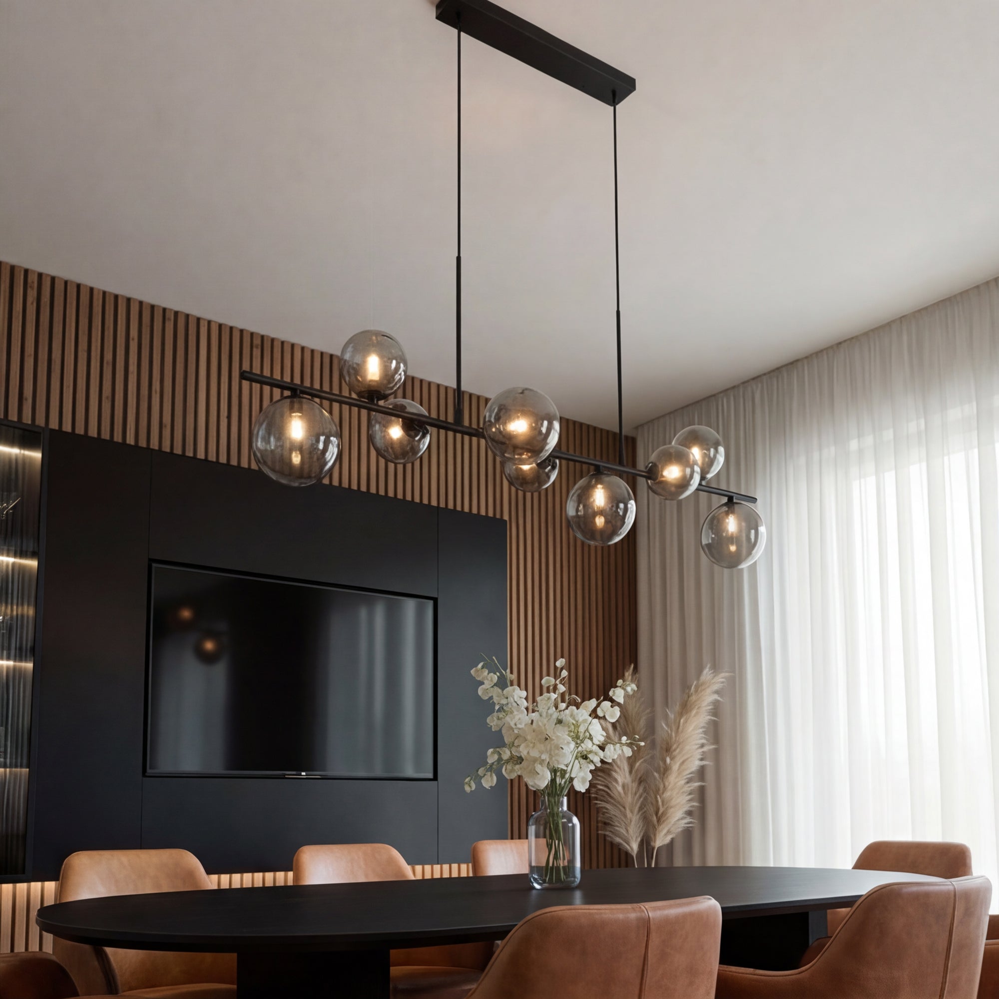 Hanglamp Novi - 9-lichts - Smoke - Glas
